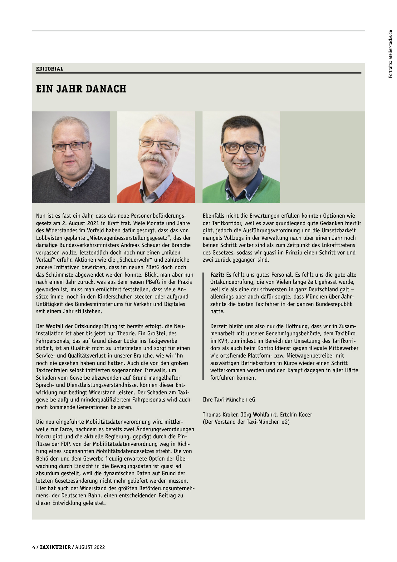 Originalseite 4 der Ausgabe Taxikurier August 2022