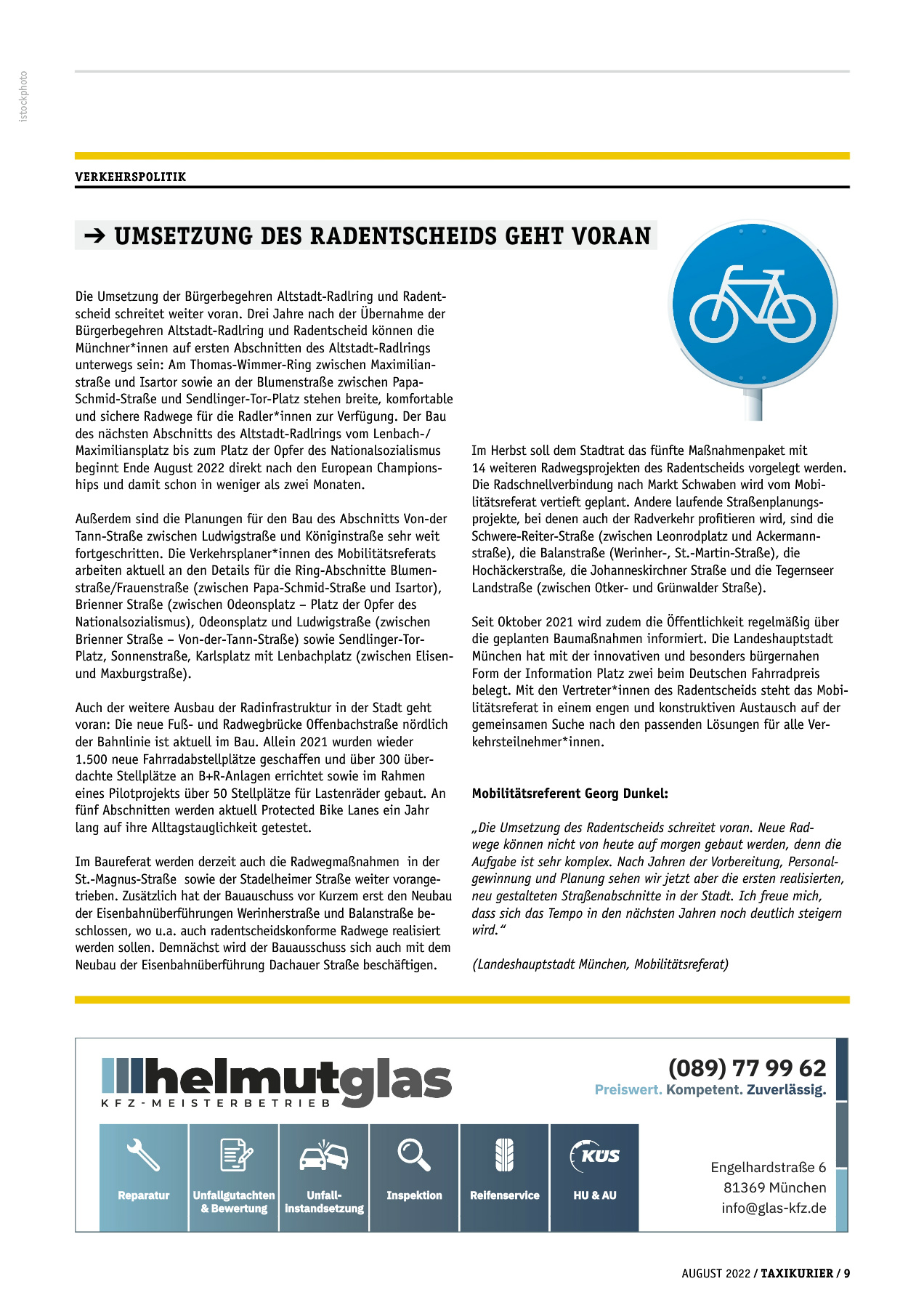 Originalseite 9 der Ausgabe Taxikurier August 2022