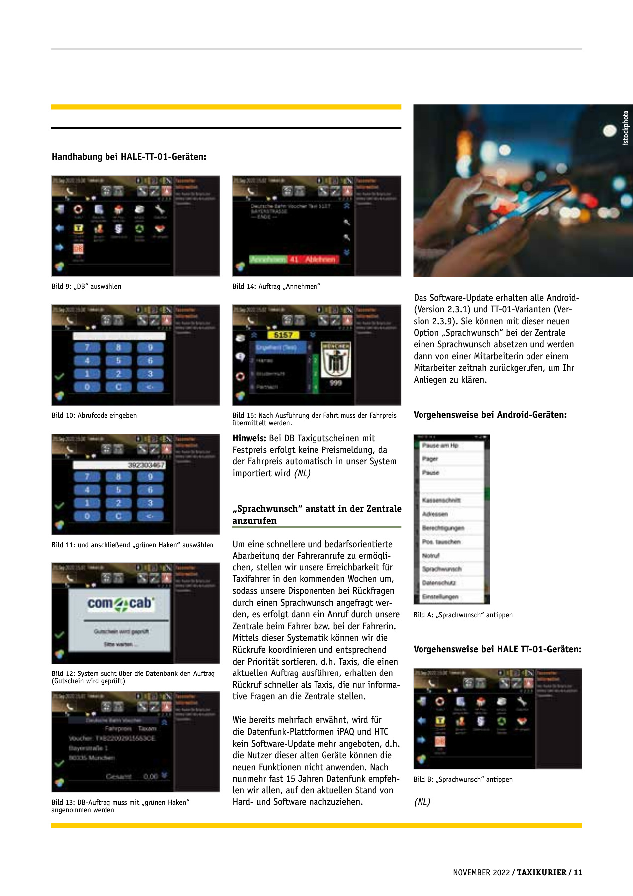 Originalseite 11 der Ausgabe Taxikurier November 2022