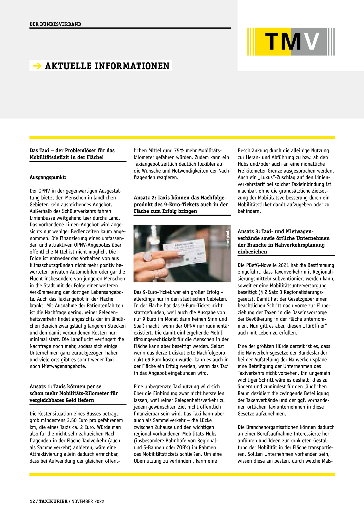 Originalseite 12 der Ausgabe Taxikurier November 2022