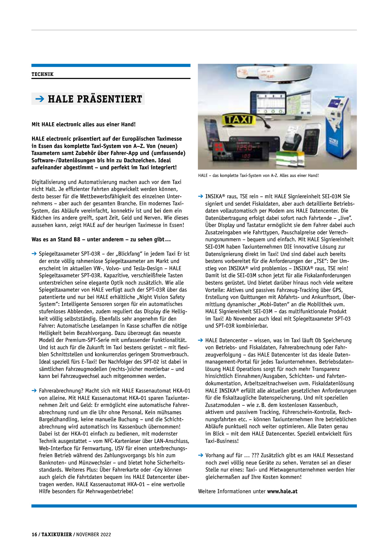 Originalseite 16 der Ausgabe Taxikurier November 2022