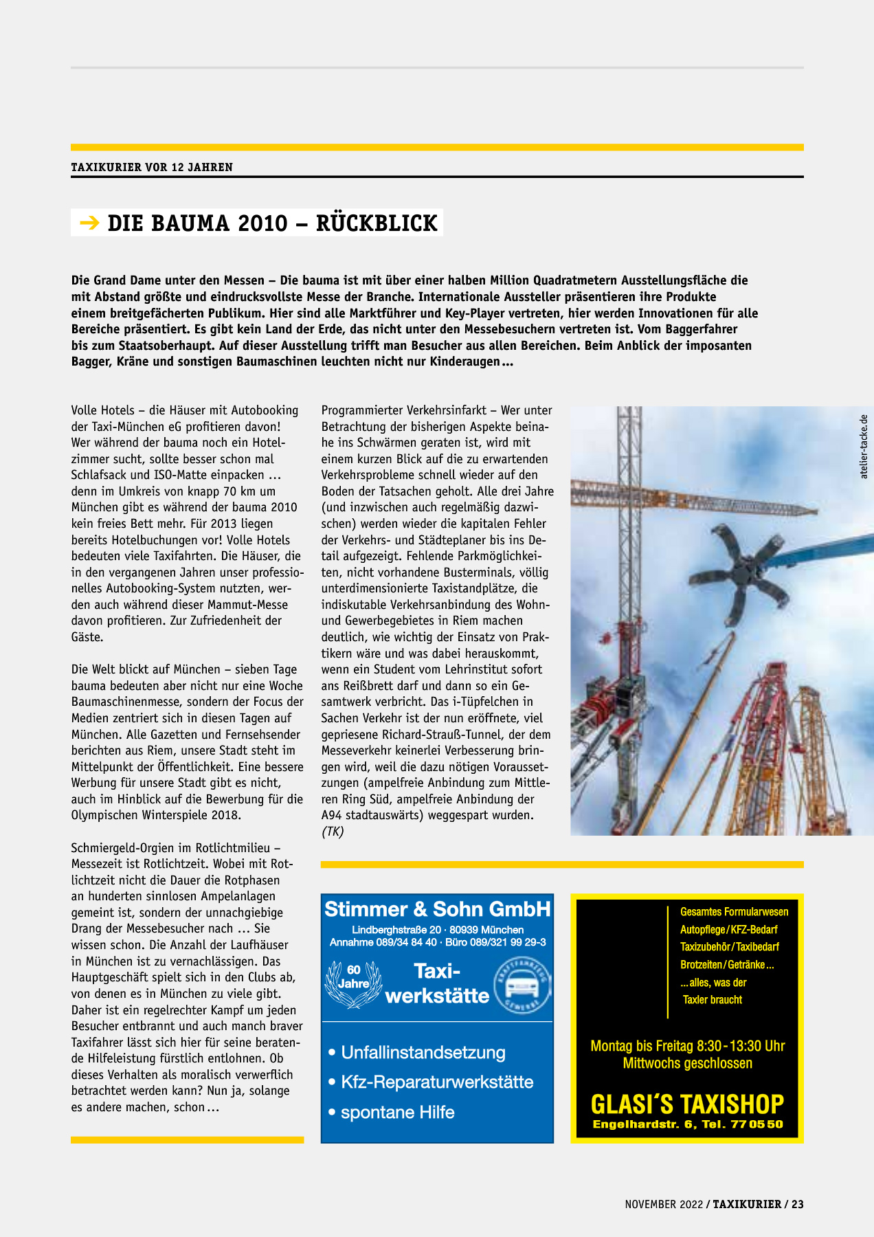 Originalseite 23 der Ausgabe Taxikurier November 2022