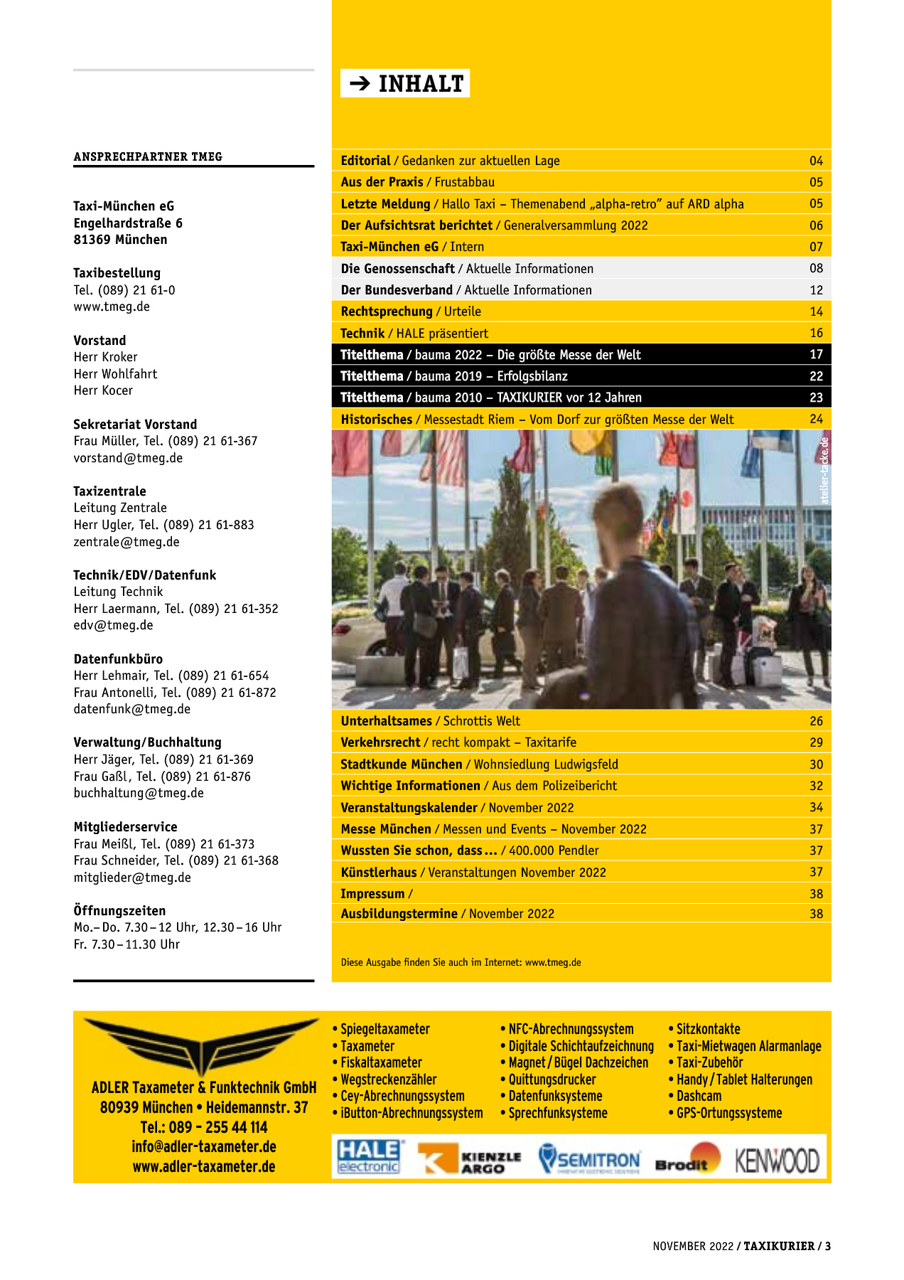 Originalseite 3 der Ausgabe Taxikurier November 2022
