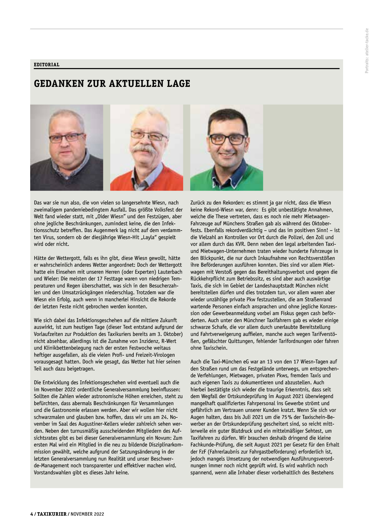 Originalseite 4 der Ausgabe Taxikurier November 2022