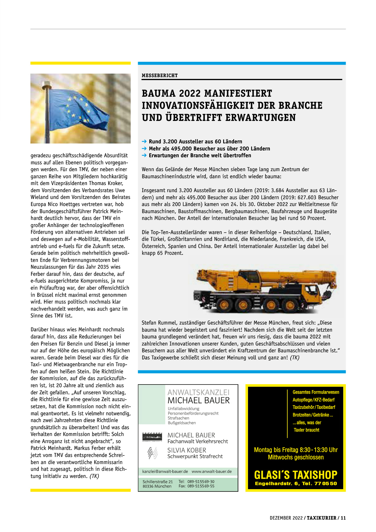 Originalseite 11 der Ausgabe Taxikurier Dezember 2022