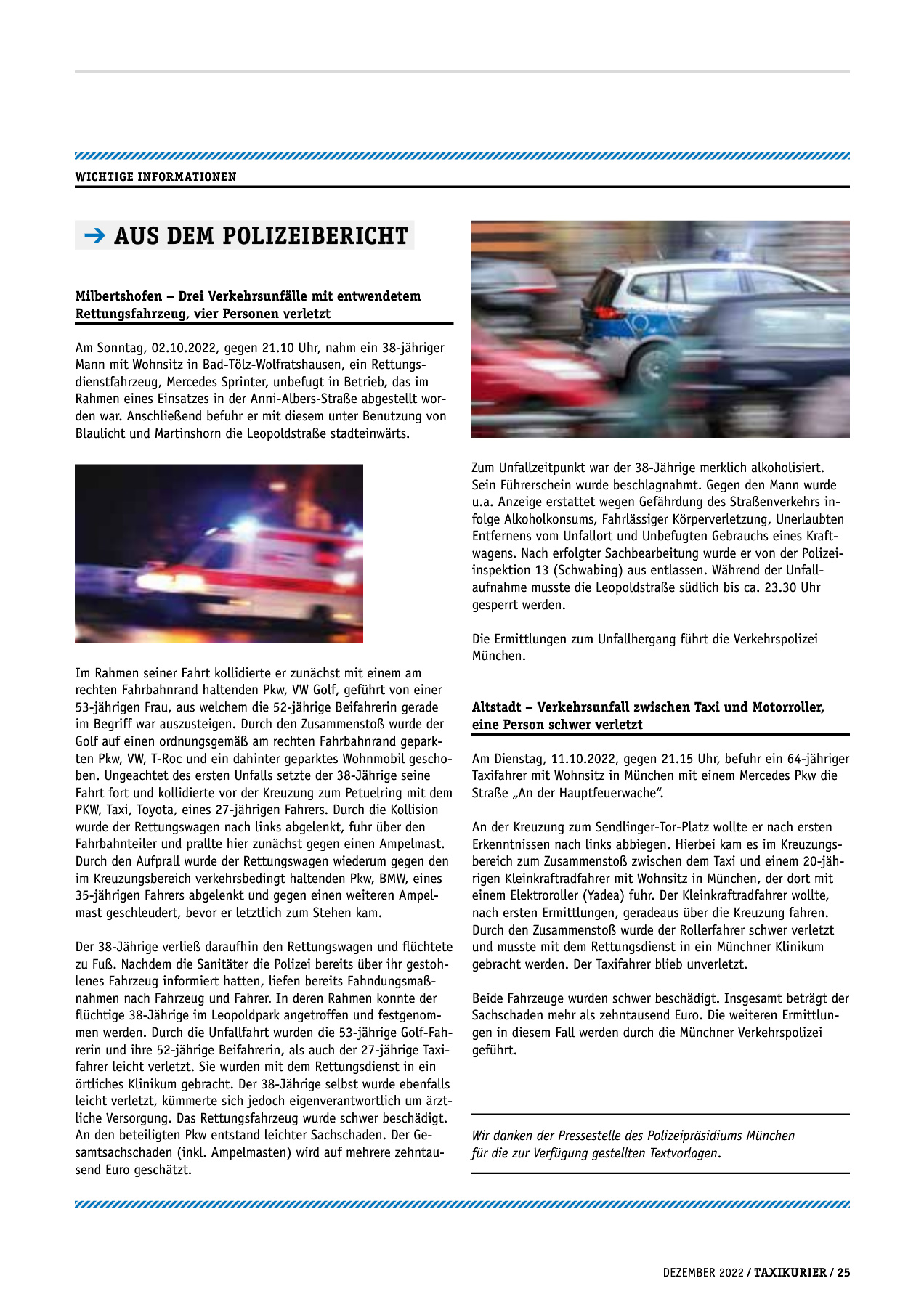 Originalseite 25 der Ausgabe Taxikurier Dezember 2022