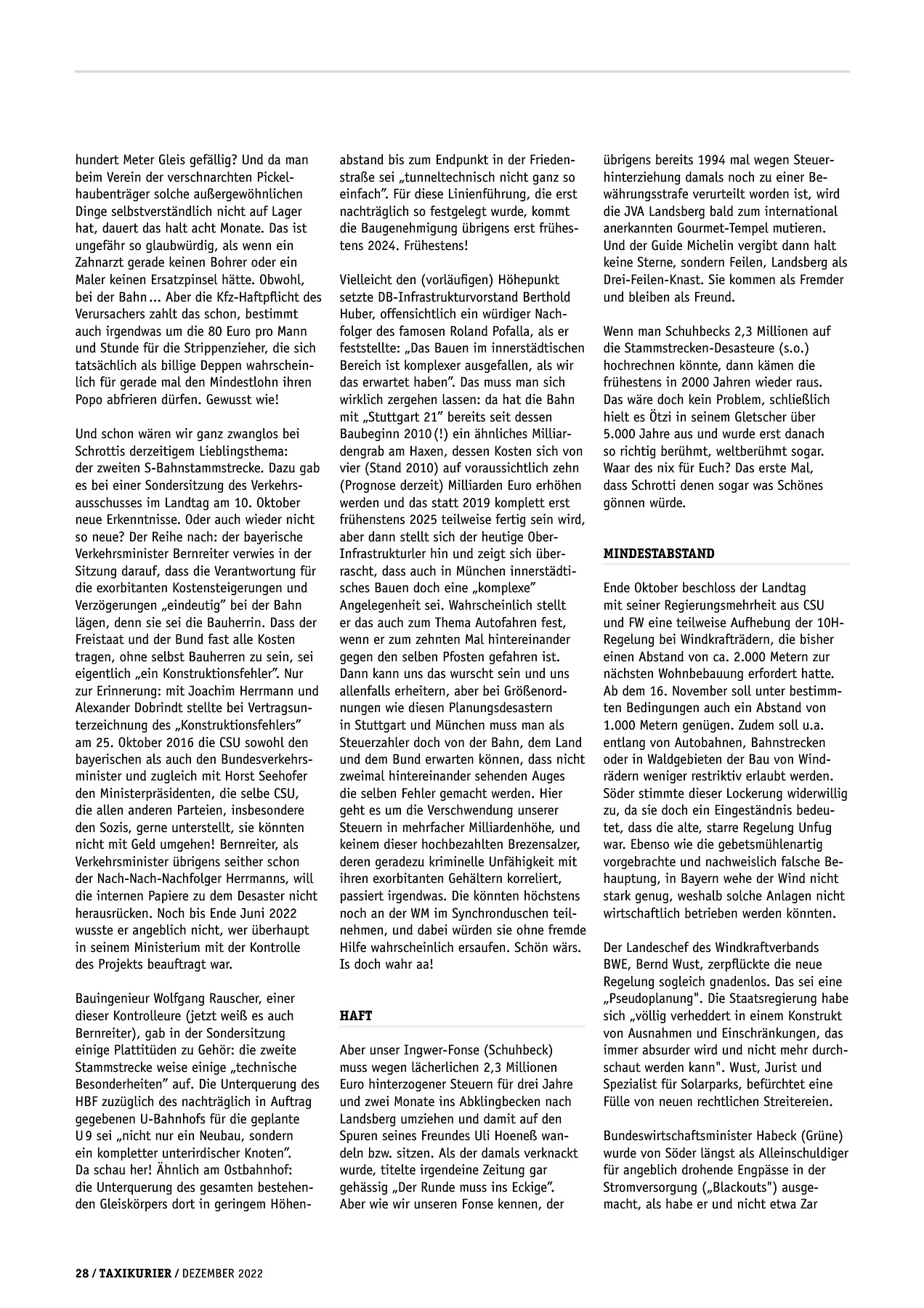 Originalseite 28 der Ausgabe Taxikurier Dezember 2022