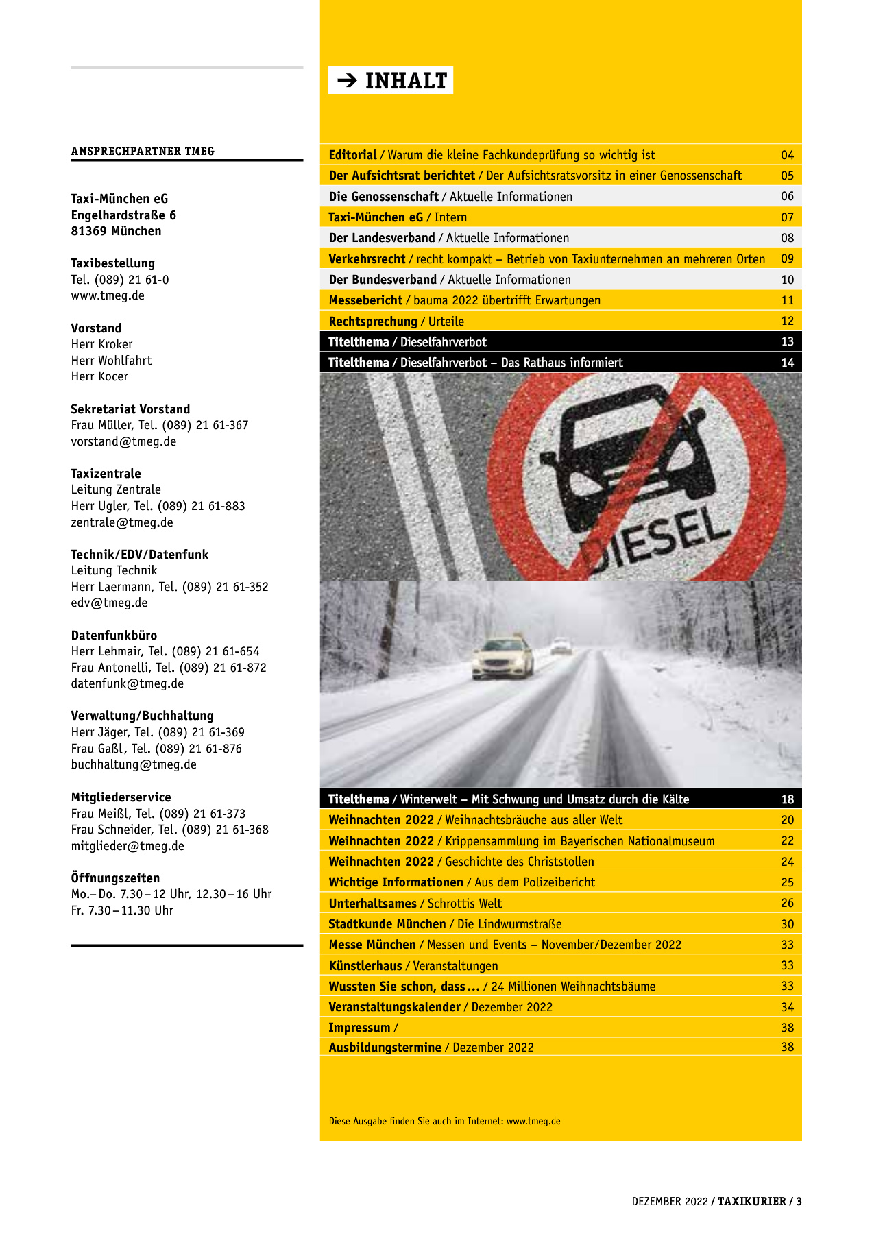 Originalseite 3 der Ausgabe Taxikurier Dezember 2022