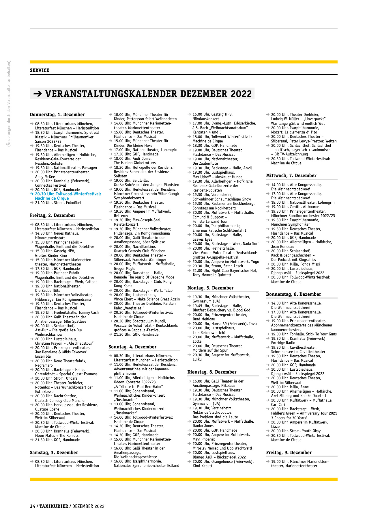 Originalseite 34 der Ausgabe Taxikurier Dezember 2022