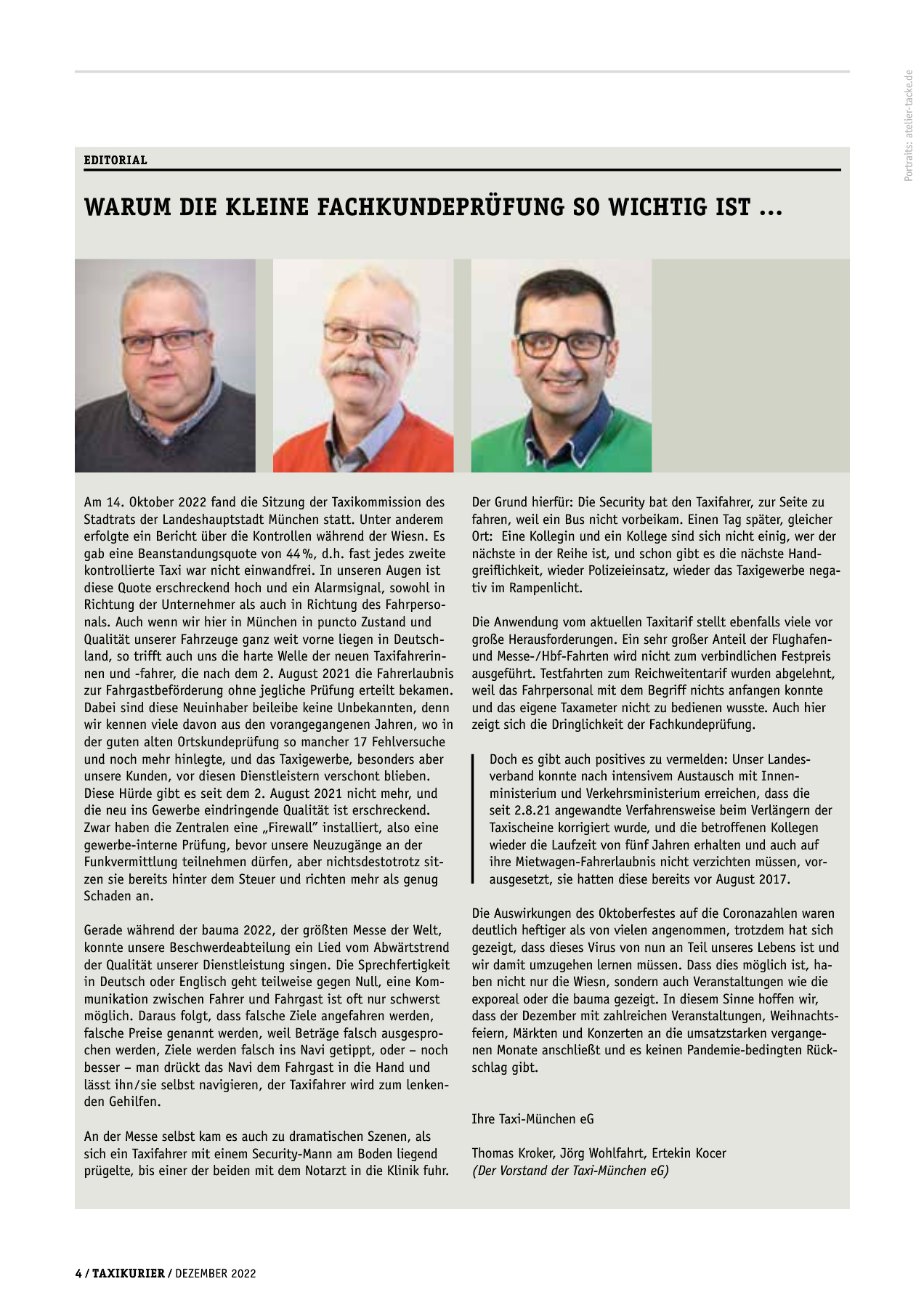 Originalseite 4 der Ausgabe Taxikurier Dezember 2022