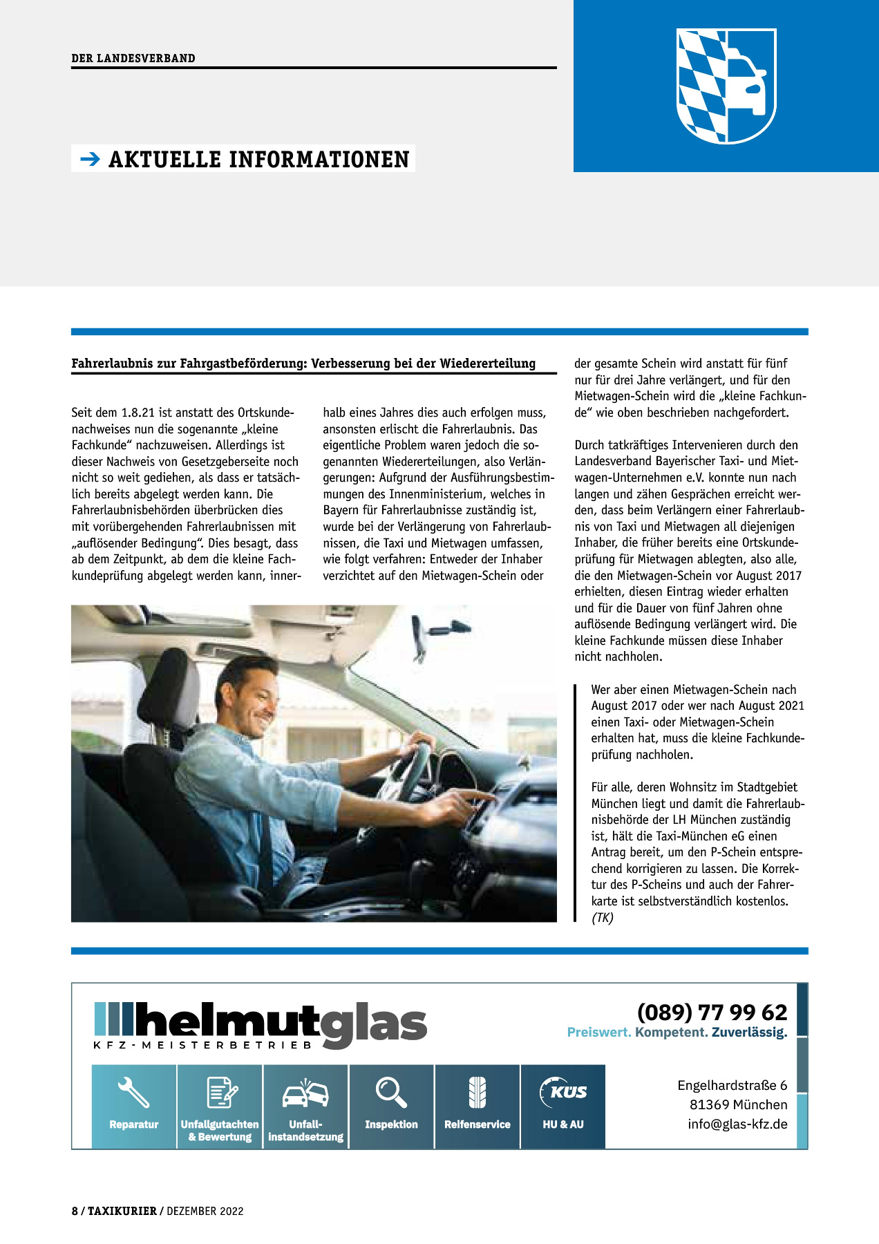 Originalseite 8 der Ausgabe Taxikurier Dezember 2022