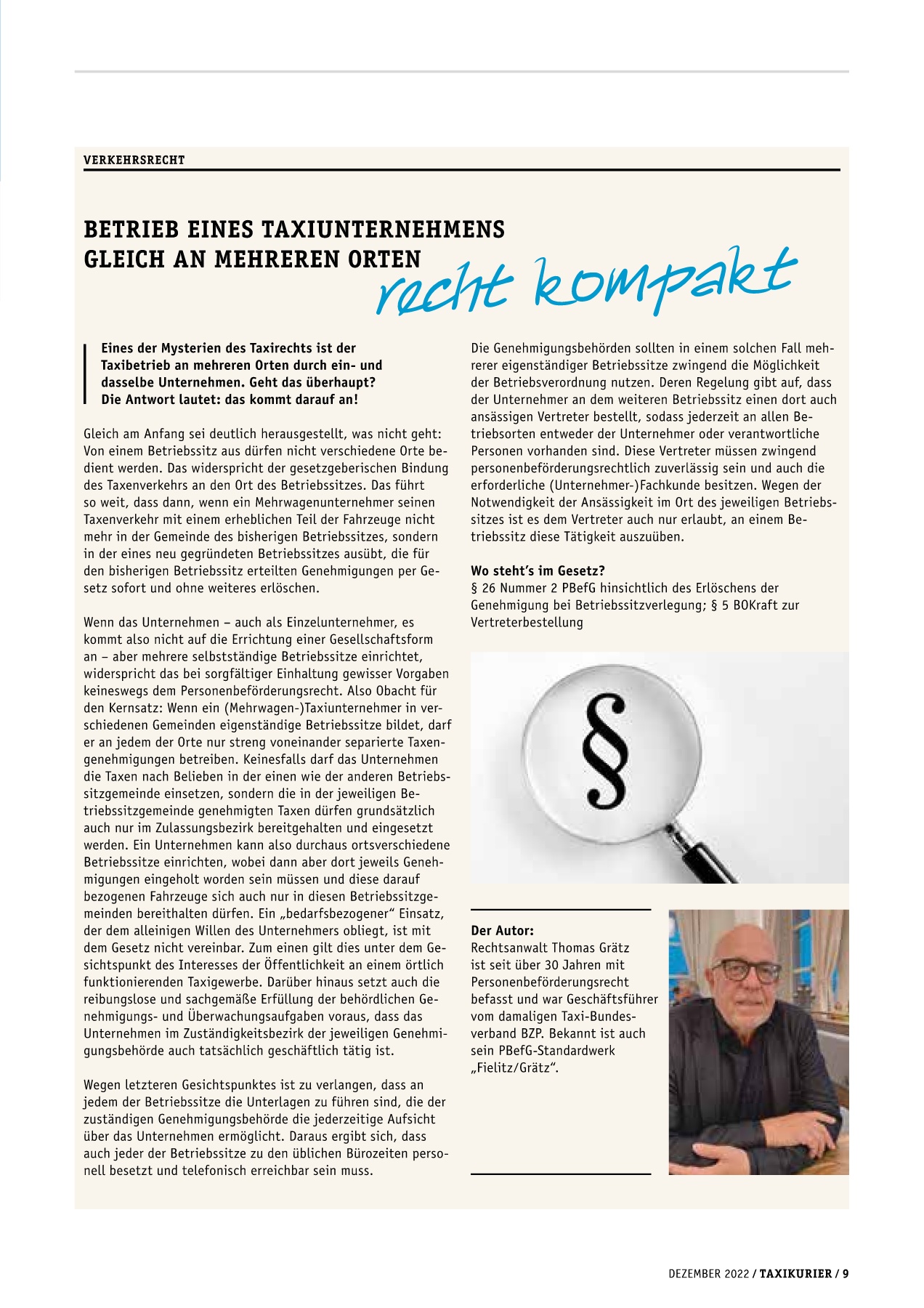 Originalseite 9 der Ausgabe Taxikurier Dezember 2022