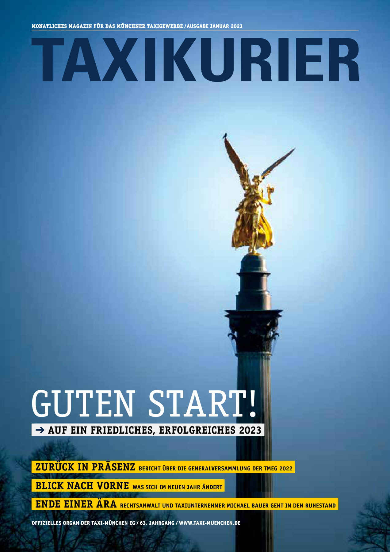 Originalseite 1 der Ausgabe Taxikurier Januar 2023