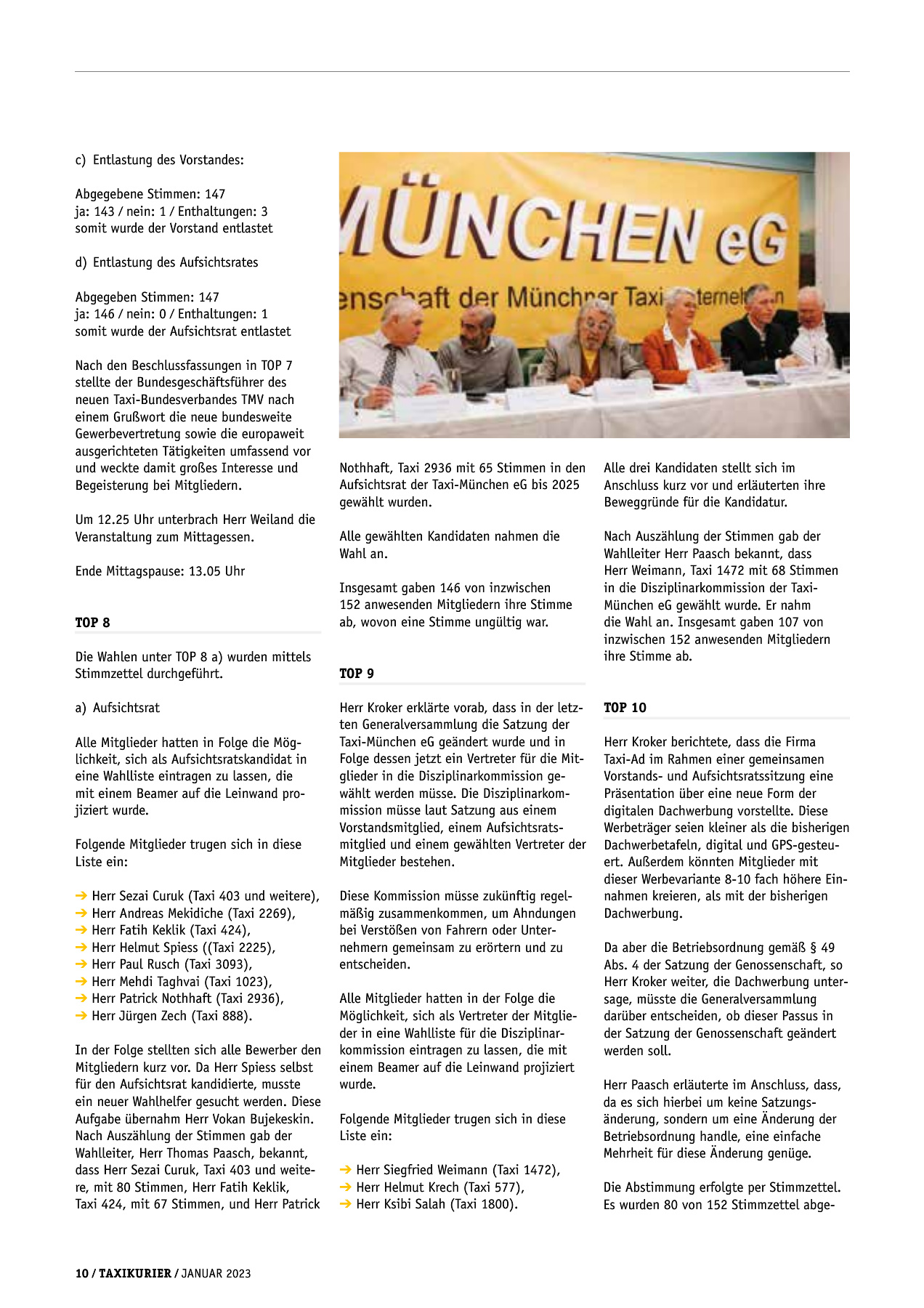 Originalseite 10 der Ausgabe Taxikurier Januar 2023