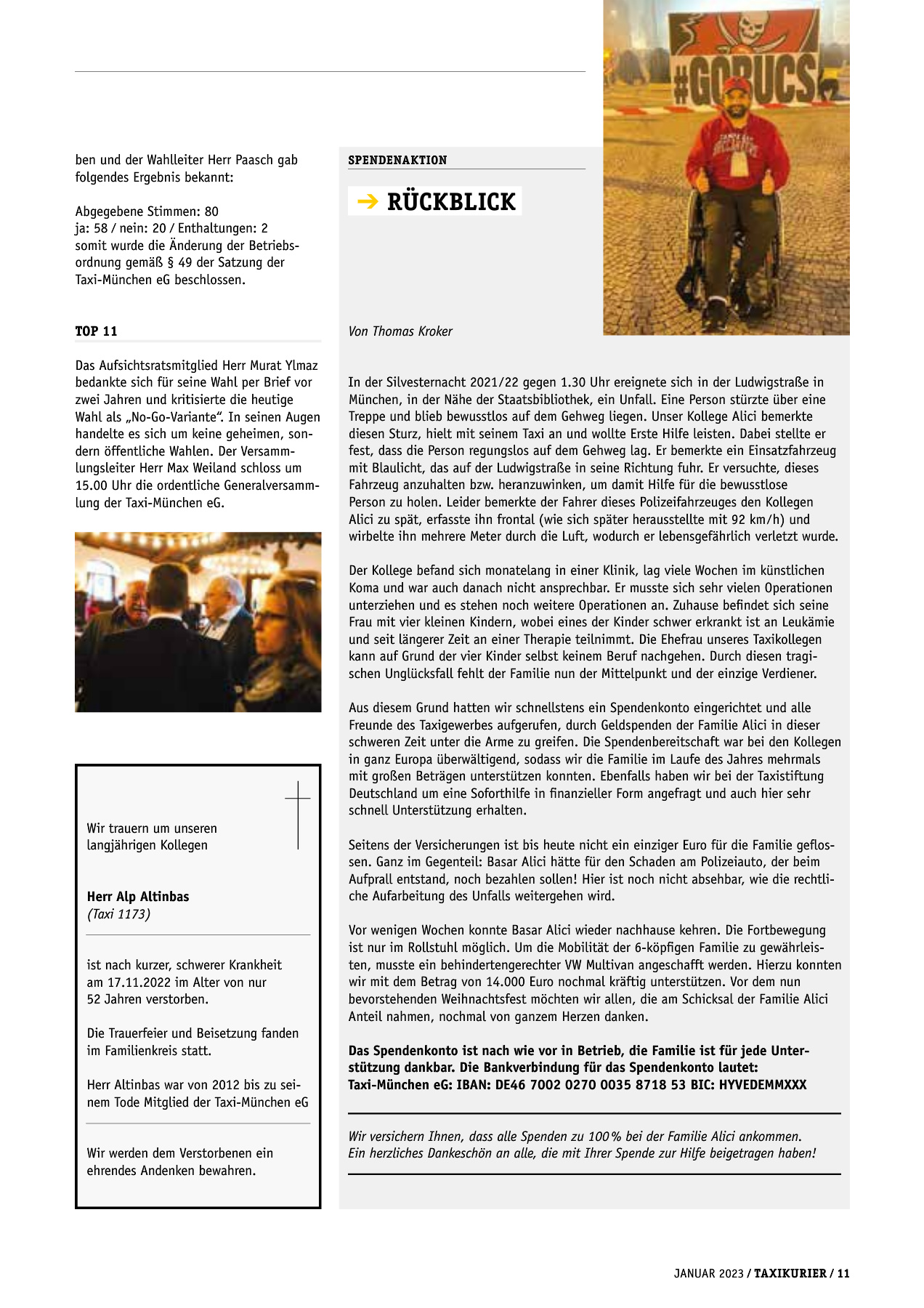 Originalseite 11 der Ausgabe Taxikurier Januar 2023
