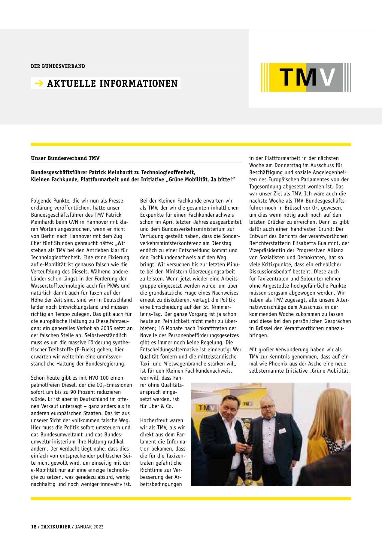Originalseite 18 der Ausgabe Taxikurier Januar 2023