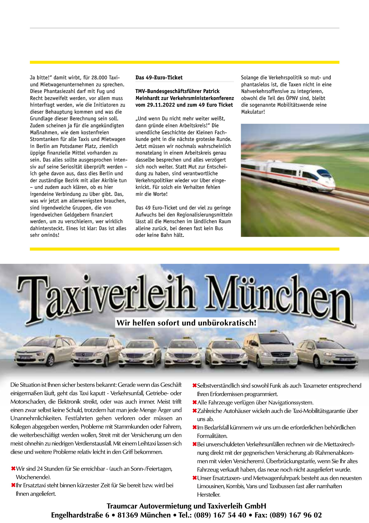 Originalseite 19 der Ausgabe Taxikurier Januar 2023