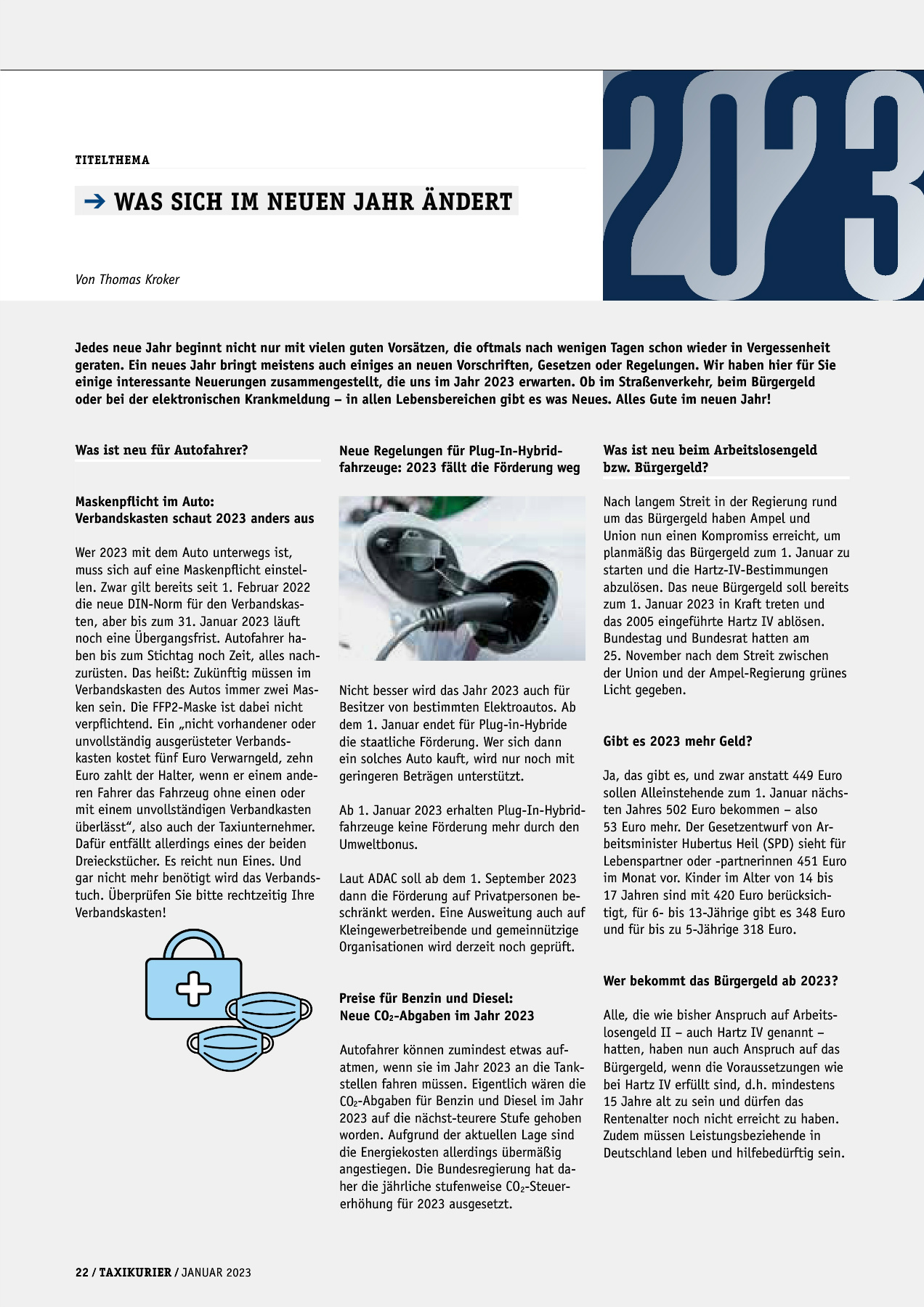 Originalseite 22 der Ausgabe Taxikurier Januar 2023
