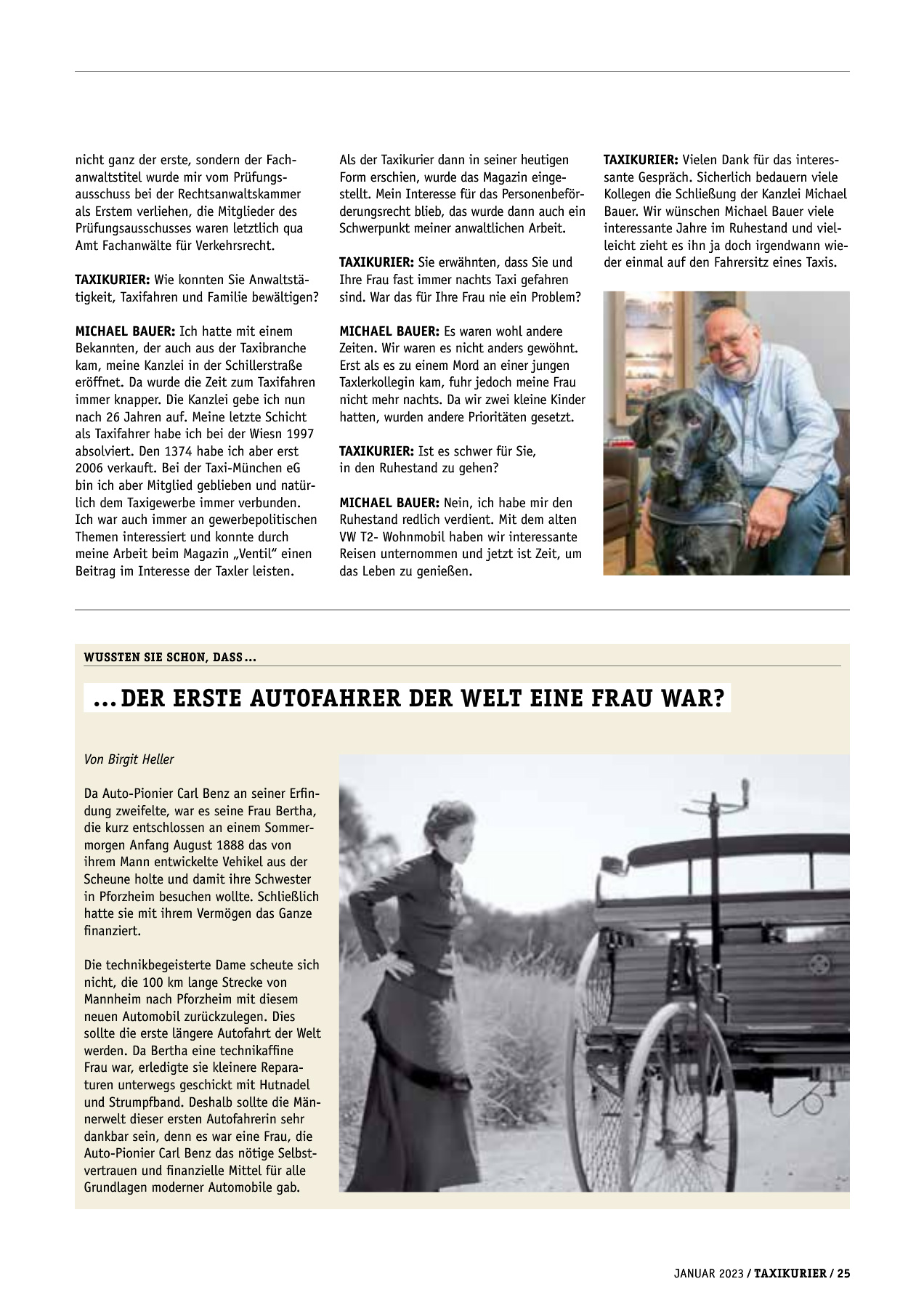 Originalseite 25 der Ausgabe Taxikurier Januar 2023