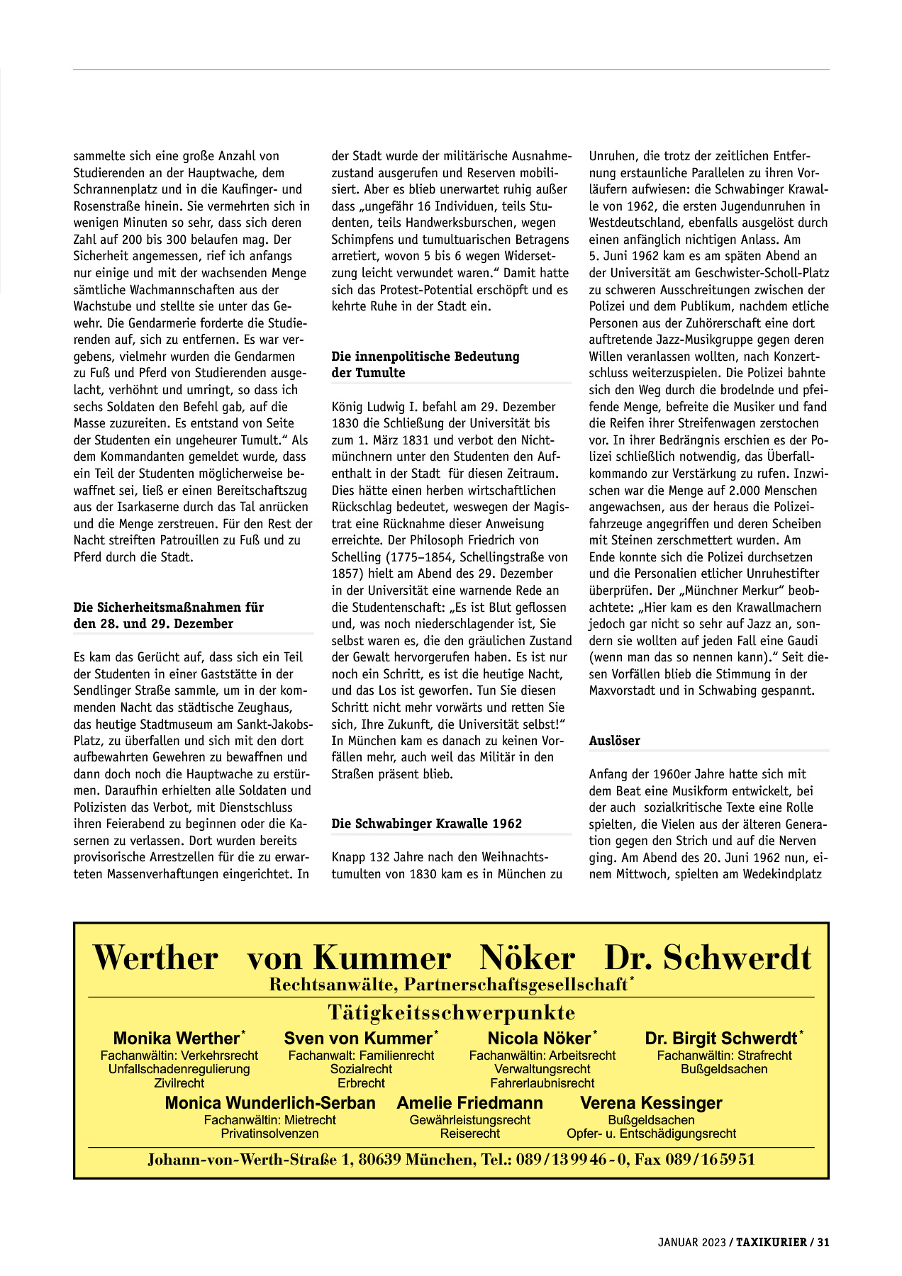 Originalseite 31 der Ausgabe Taxikurier Januar 2023