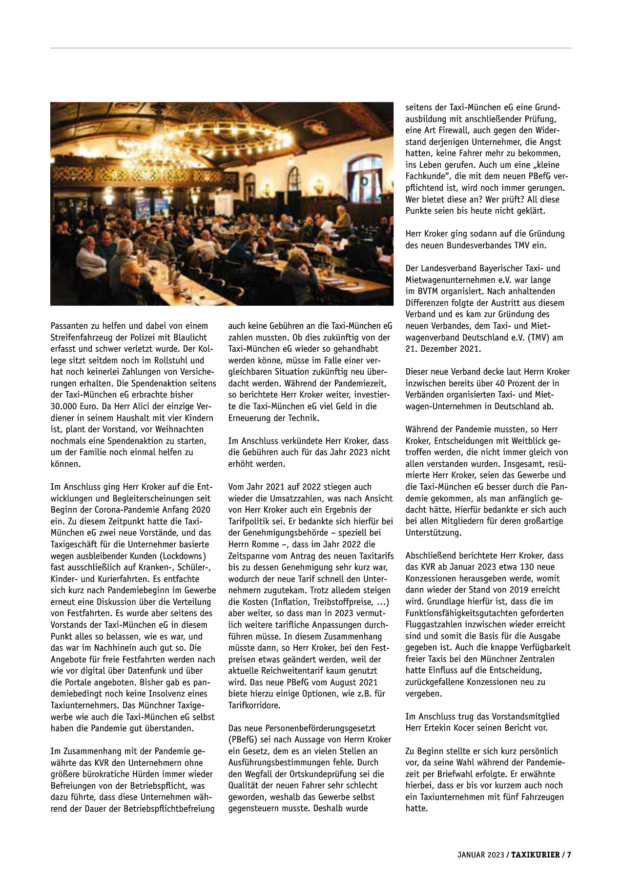 Originalseite 7 der Ausgabe Taxikurier Januar 2023