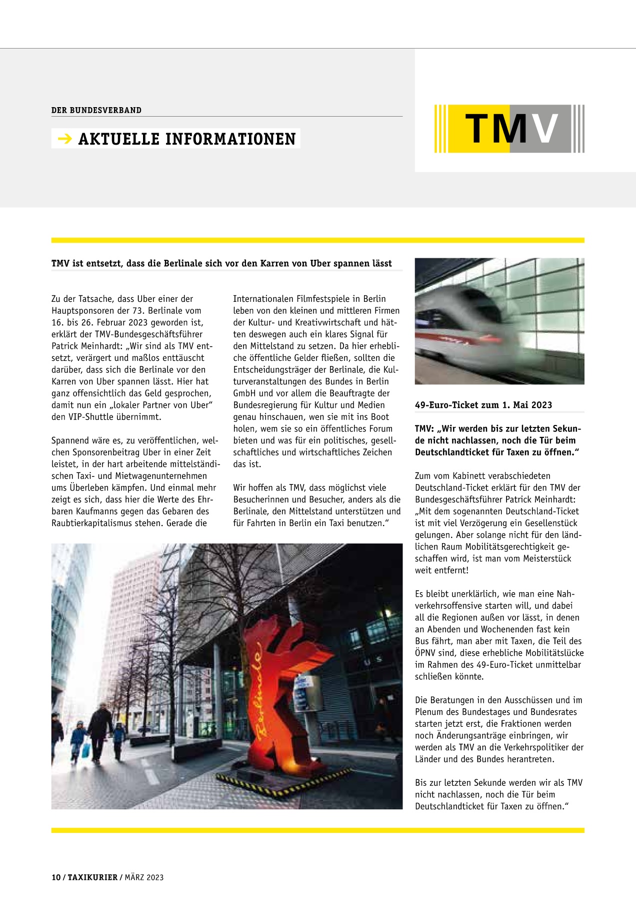Originalseite 10 der Ausgabe Taxikurier März 2023