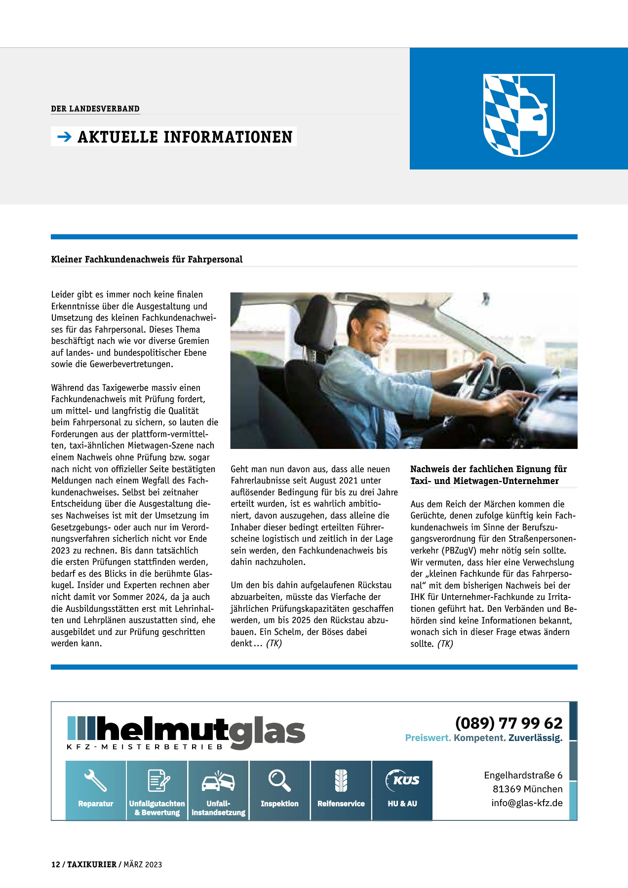 Originalseite 12 der Ausgabe Taxikurier März 2023