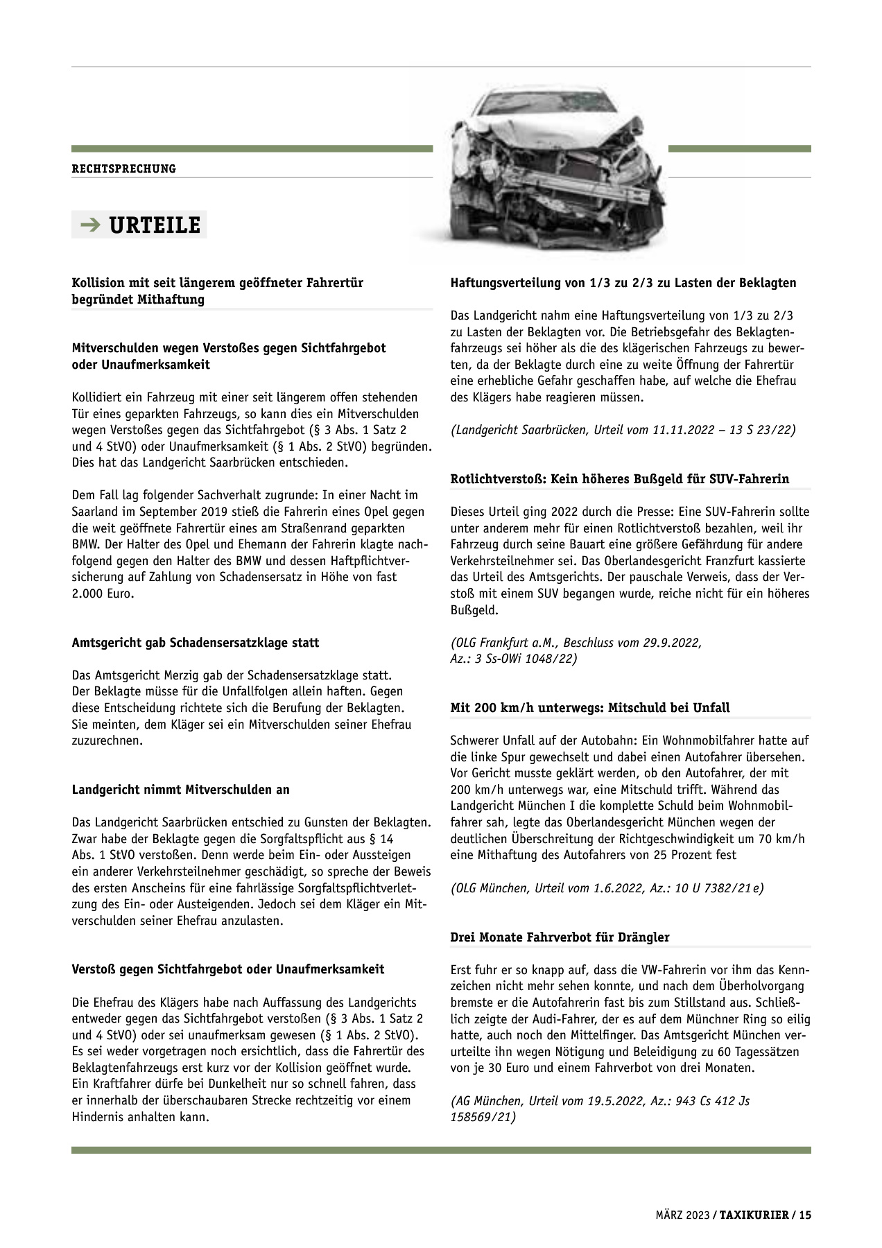 Originalseite 15 der Ausgabe Taxikurier März 2023