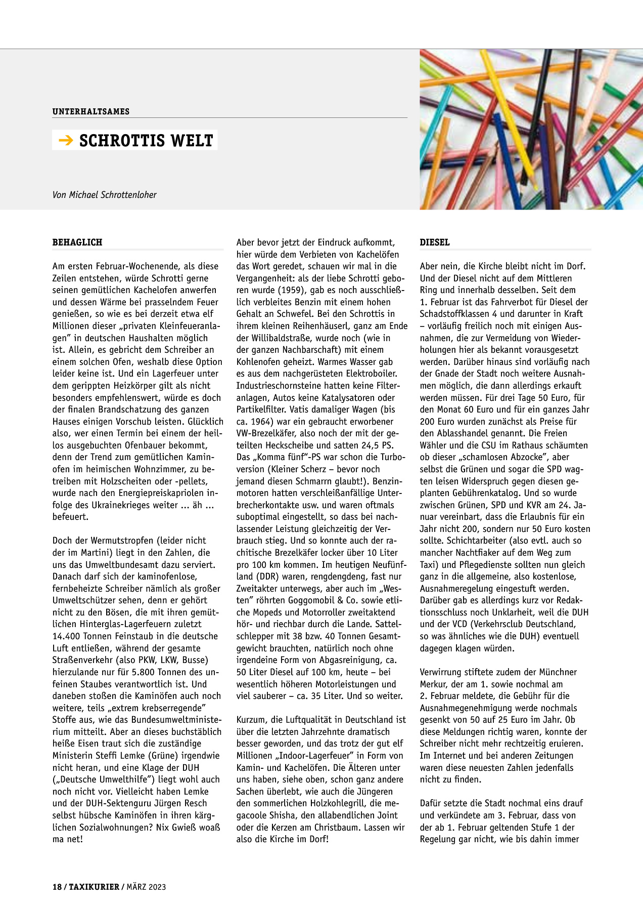 Originalseite 18 der Ausgabe Taxikurier März 2023