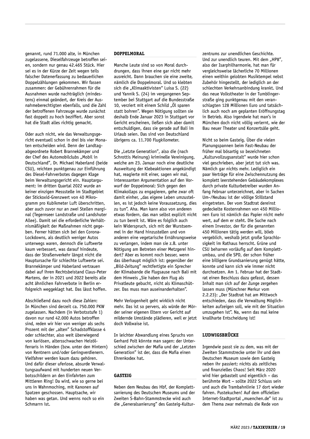 Originalseite 19 der Ausgabe Taxikurier März 2023