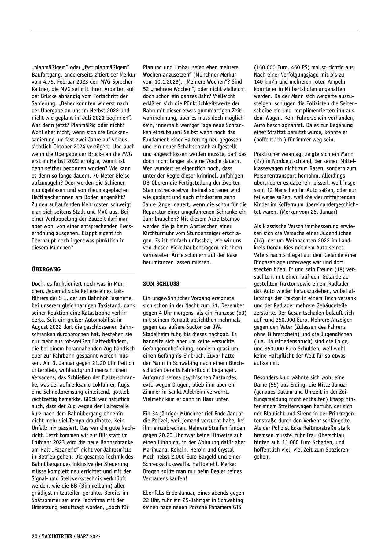 Originalseite 20 der Ausgabe Taxikurier März 2023