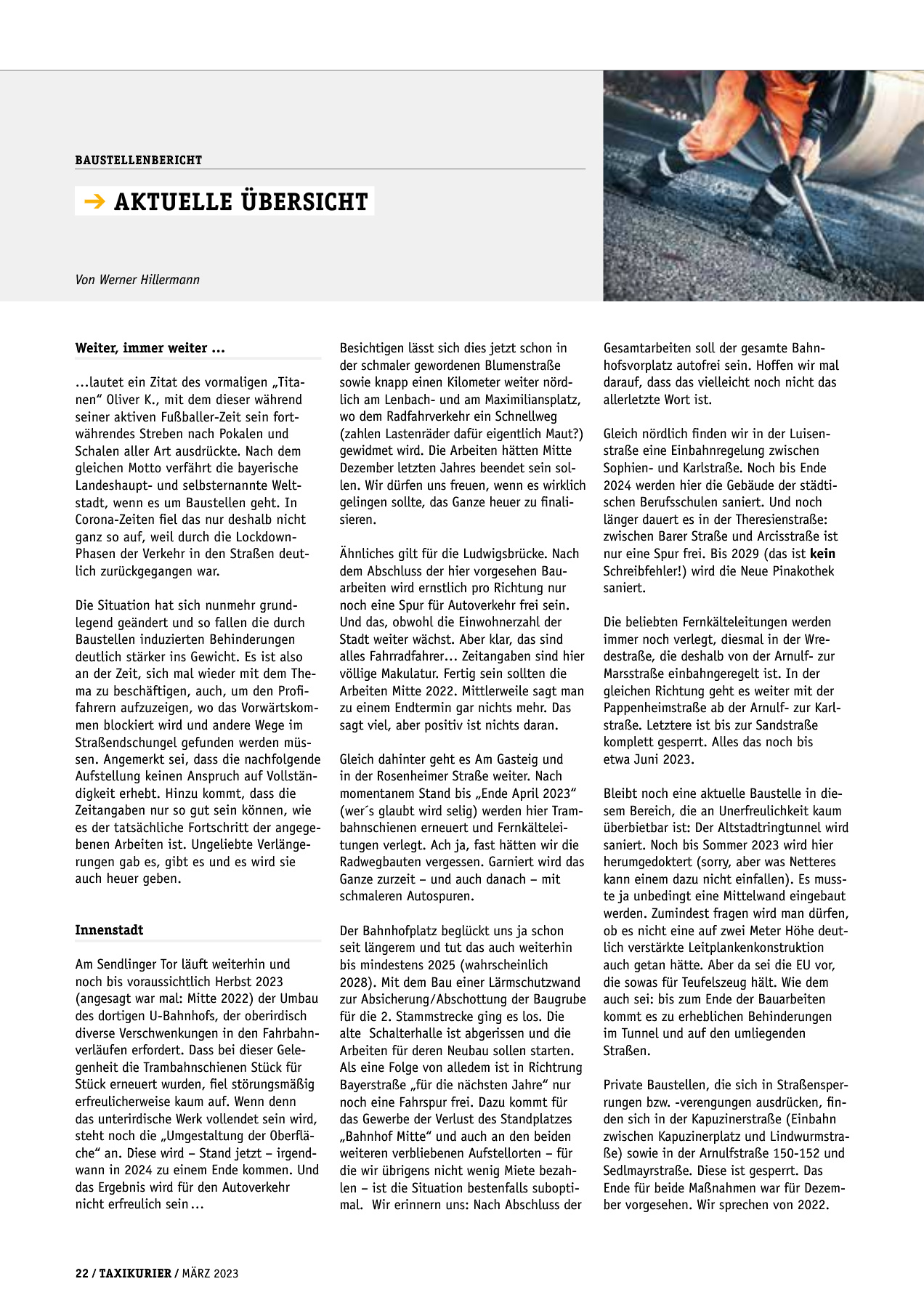 Originalseite 22 der Ausgabe Taxikurier März 2023