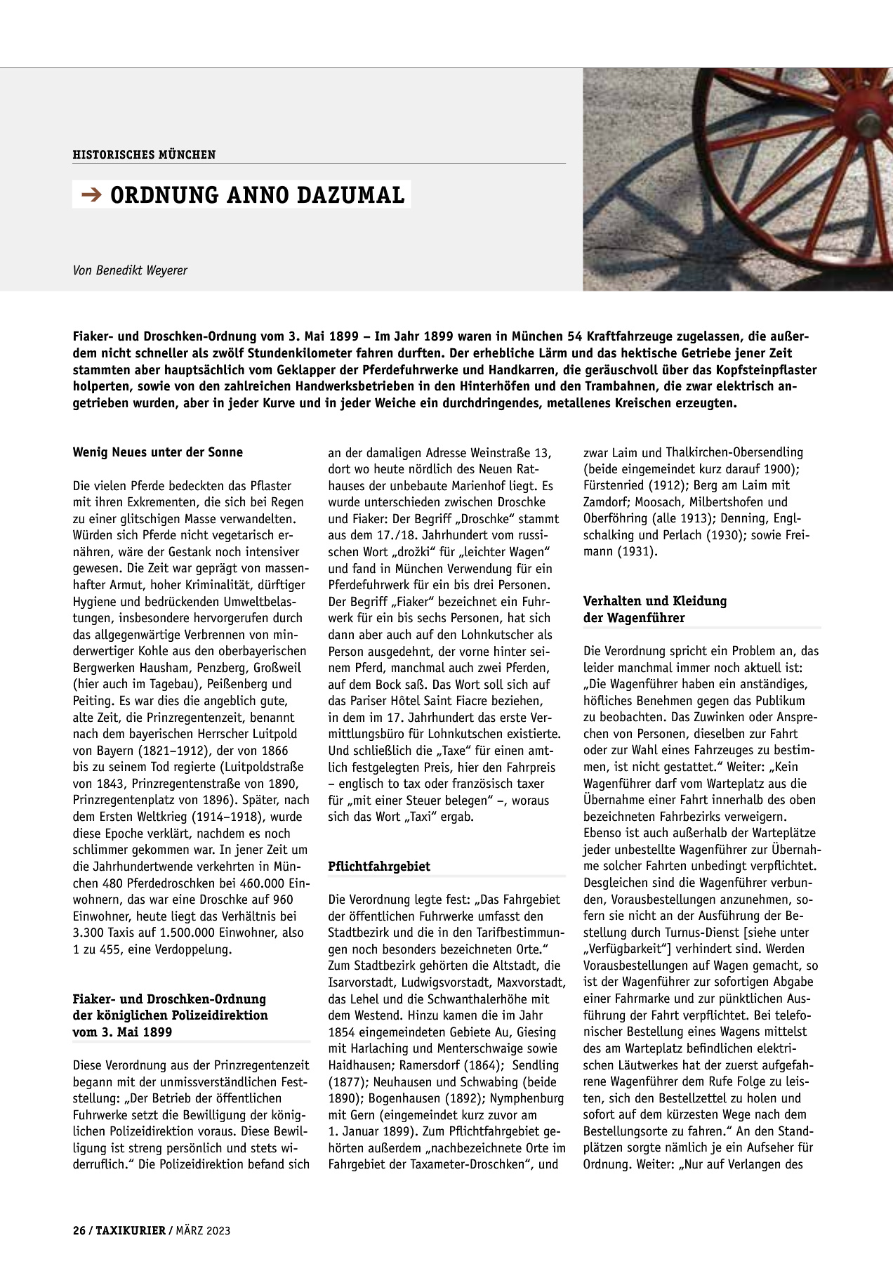Originalseite 26 der Ausgabe Taxikurier März 2023