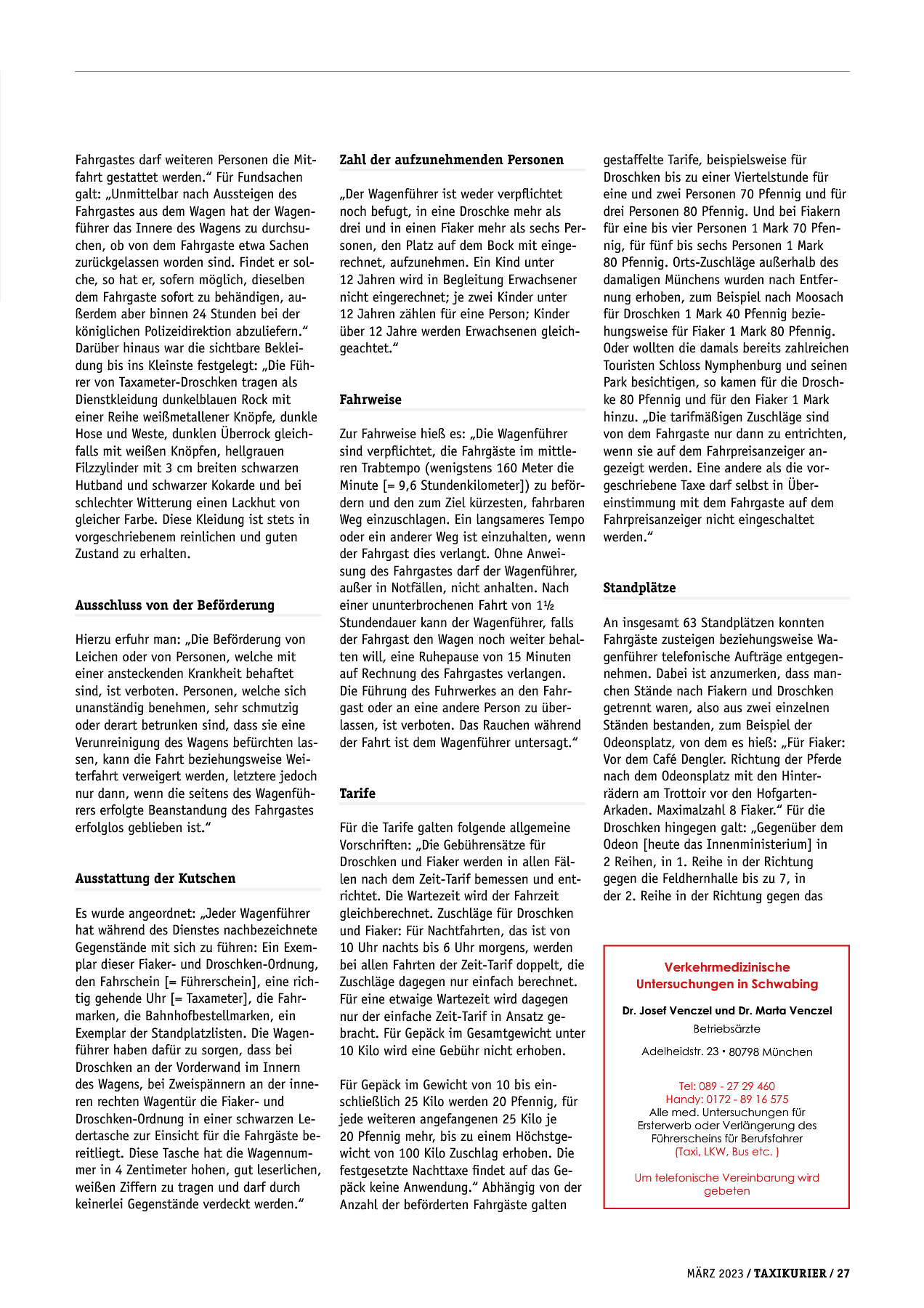 Originalseite 27 der Ausgabe Taxikurier März 2023