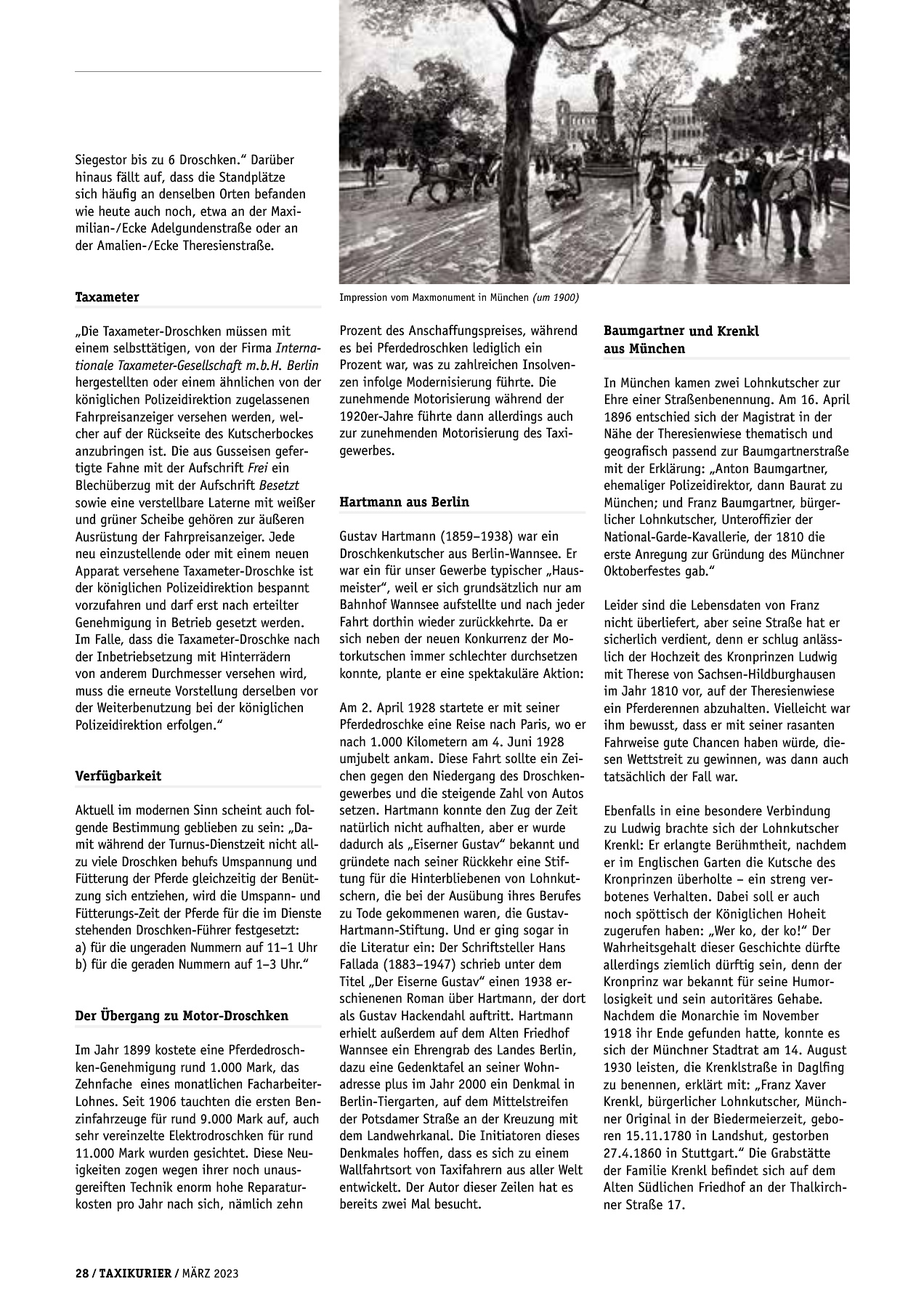 Originalseite 28 der Ausgabe Taxikurier März 2023