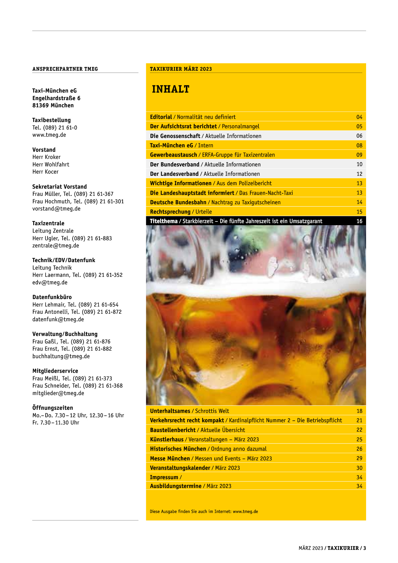 Originalseite 3 der Ausgabe Taxikurier März 2023