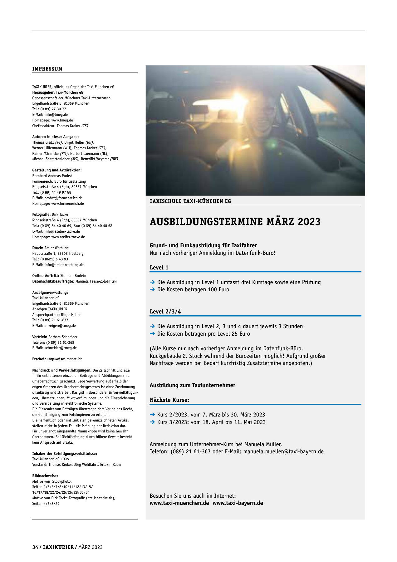 Originalseite 34 der Ausgabe Taxikurier März 2023