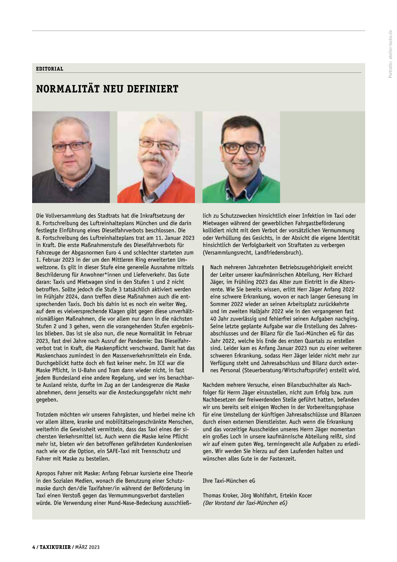 Originalseite 4 der Ausgabe Taxikurier März 2023