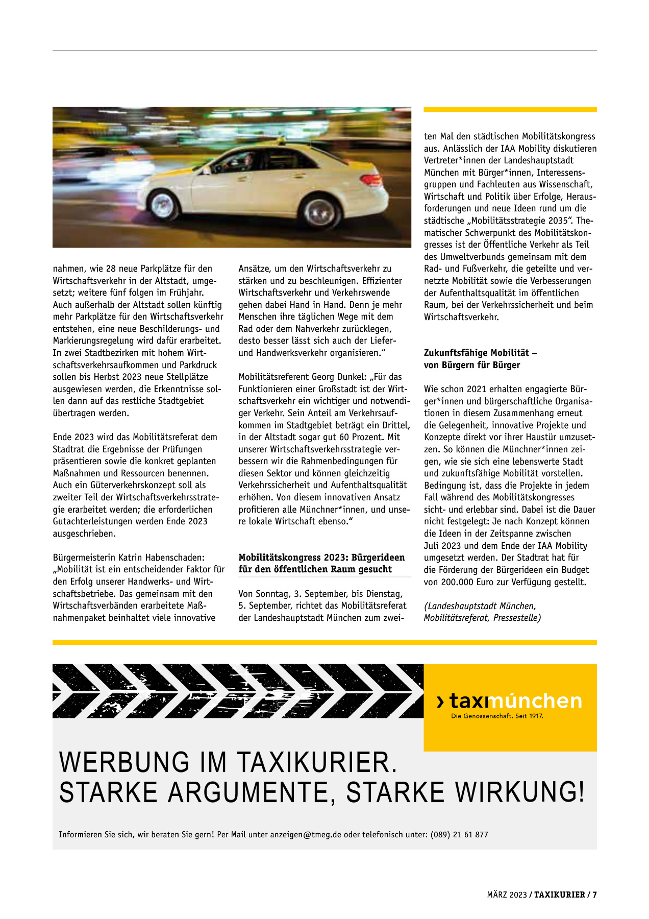 Originalseite 7 der Ausgabe Taxikurier März 2023