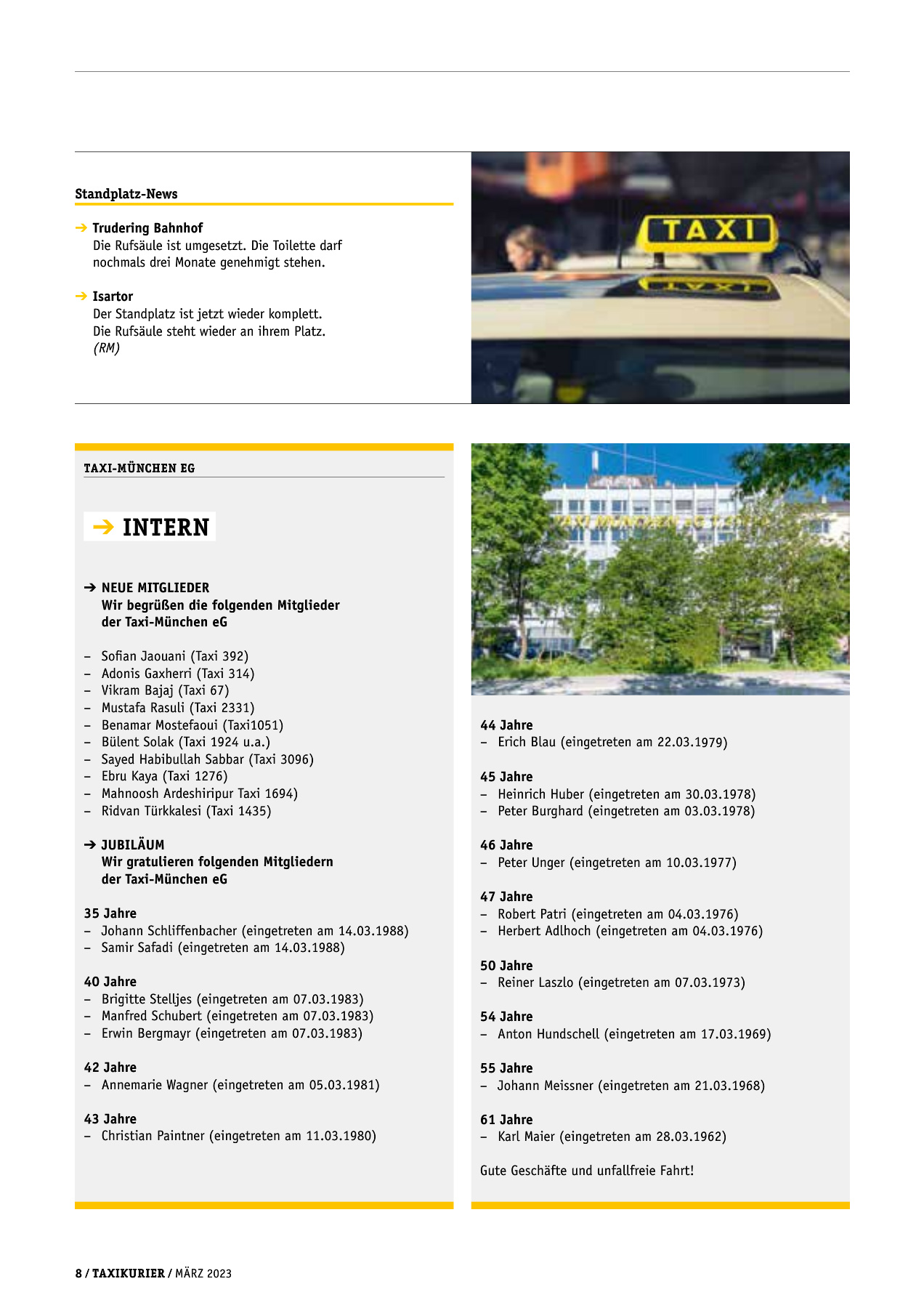 Originalseite 8 der Ausgabe Taxikurier März 2023