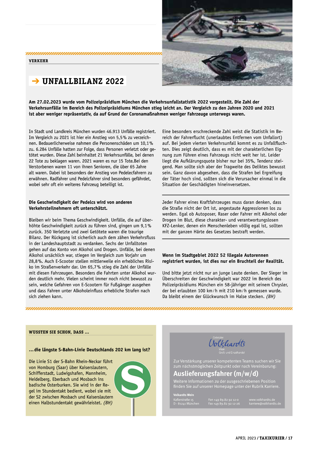 Originalseite 17 der Ausgabe Taxikurier April 2023