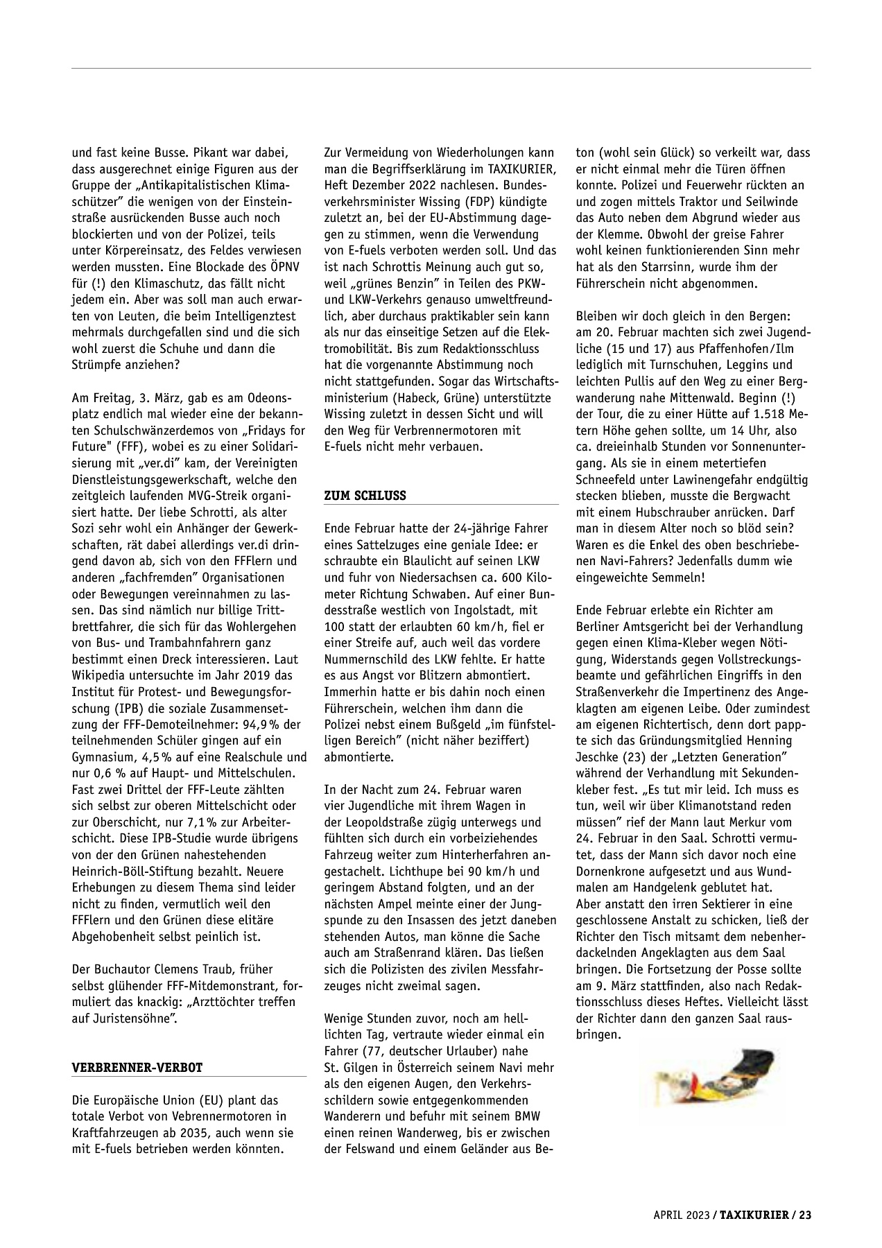Originalseite 23 der Ausgabe Taxikurier April 2023