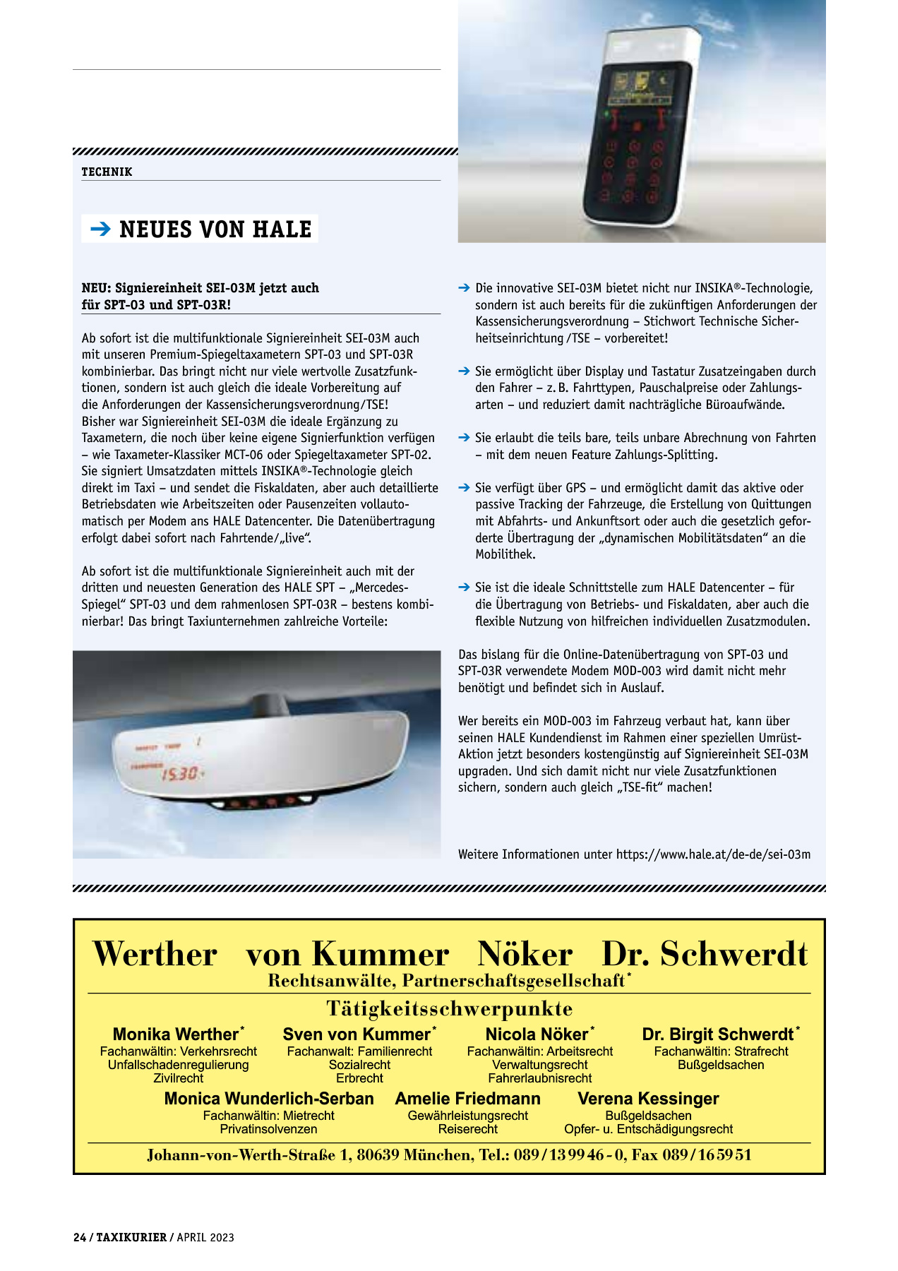 Originalseite 24 der Ausgabe Taxikurier April 2023