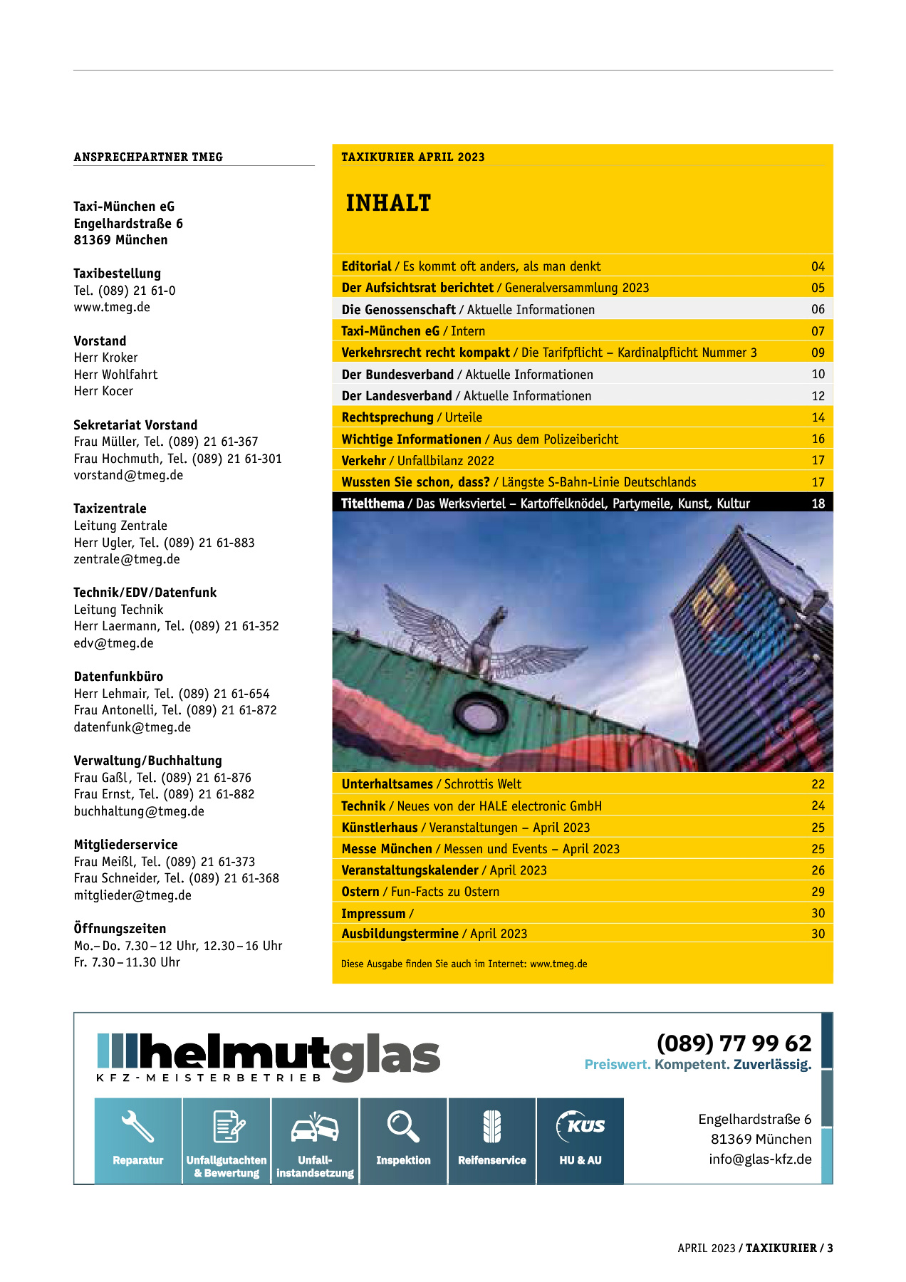 Originalseite 3 der Ausgabe Taxikurier April 2023