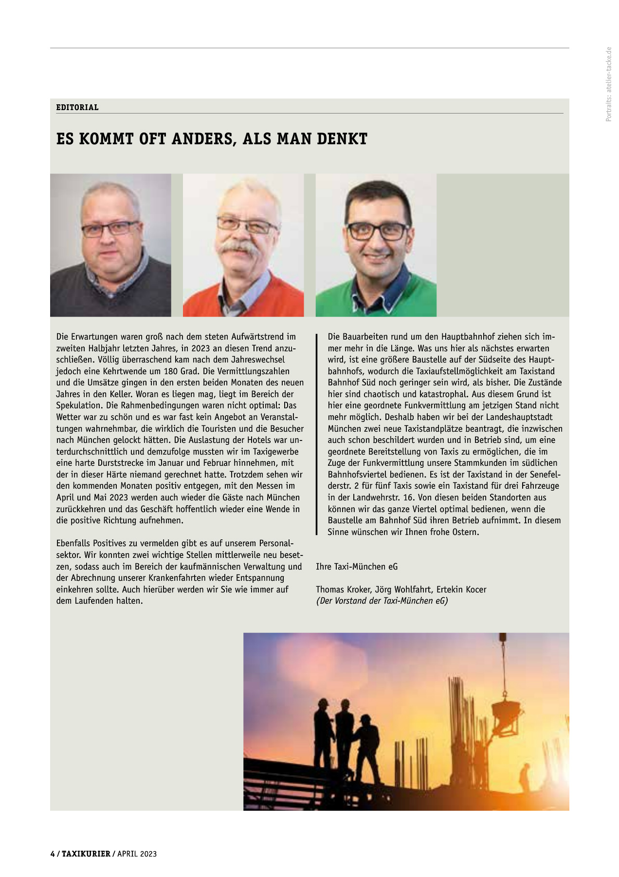 Originalseite 4 der Ausgabe Taxikurier April 2023