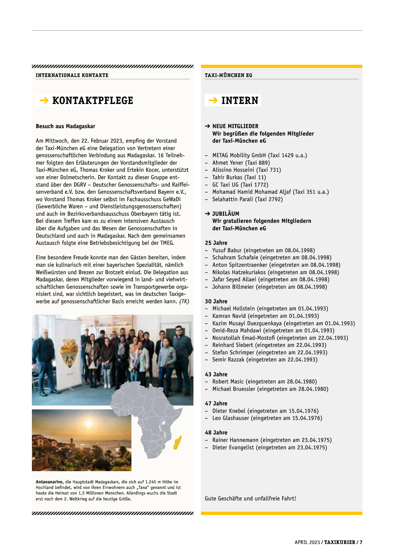 Originalseite 7 der Ausgabe Taxikurier April 2023
