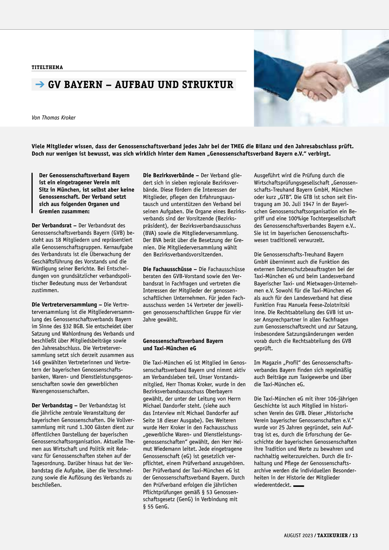 Originalseite 13 der Ausgabe Taxikurier August 2023
