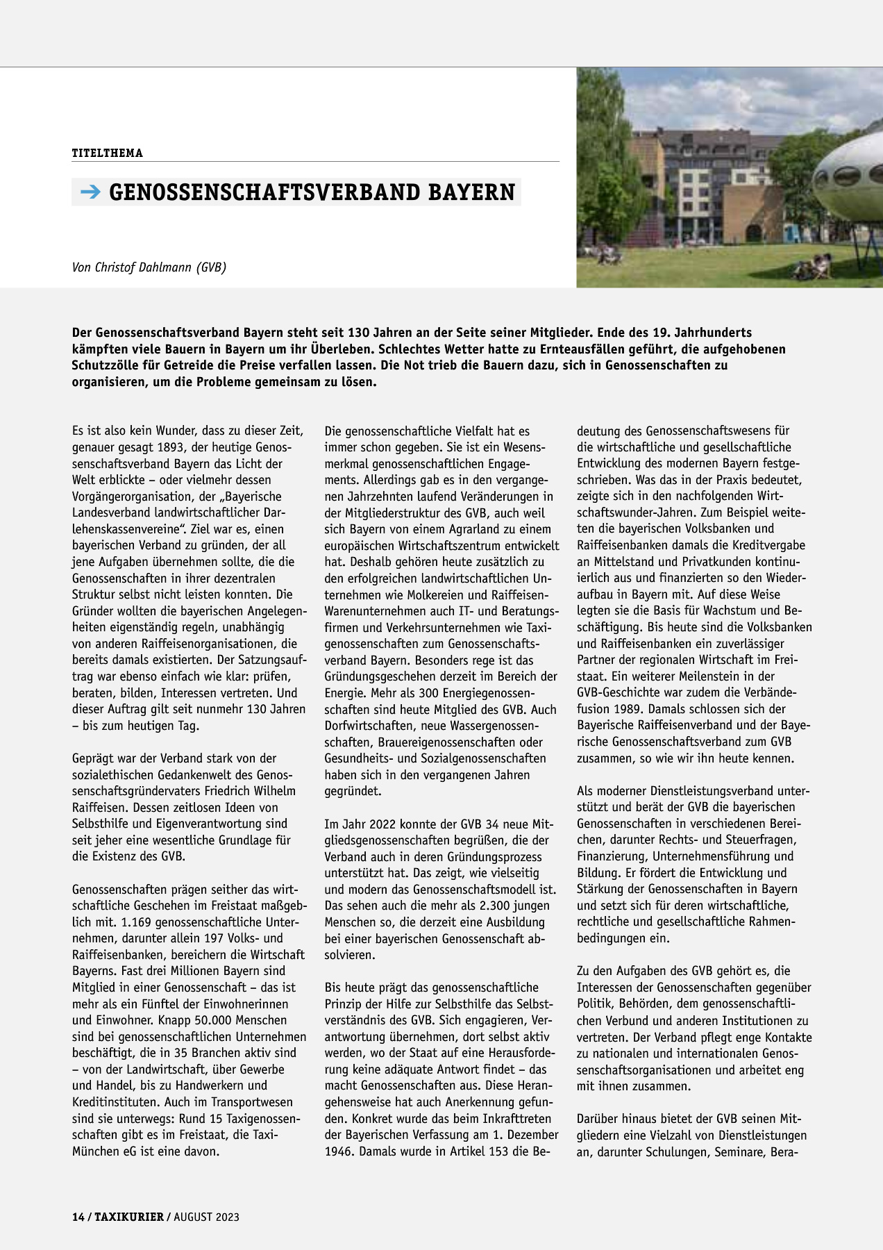 Originalseite 14 der Ausgabe Taxikurier August 2023