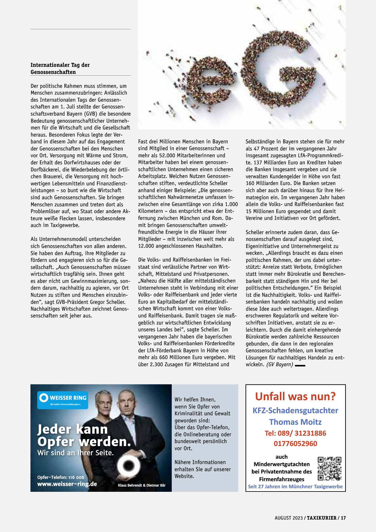 Originalseite 17 der Ausgabe Taxikurier August 2023