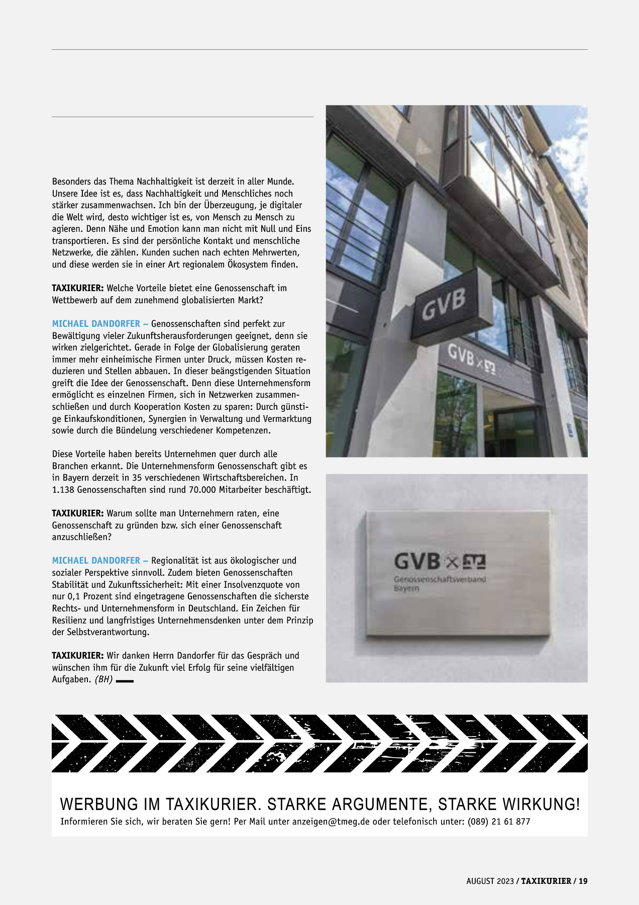 Originalseite 19 der Ausgabe Taxikurier August 2023